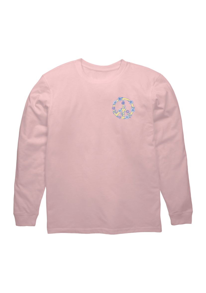 Girls 7-16 Long Sleeve Blessed Peace Sign Graphic T-Shirt 