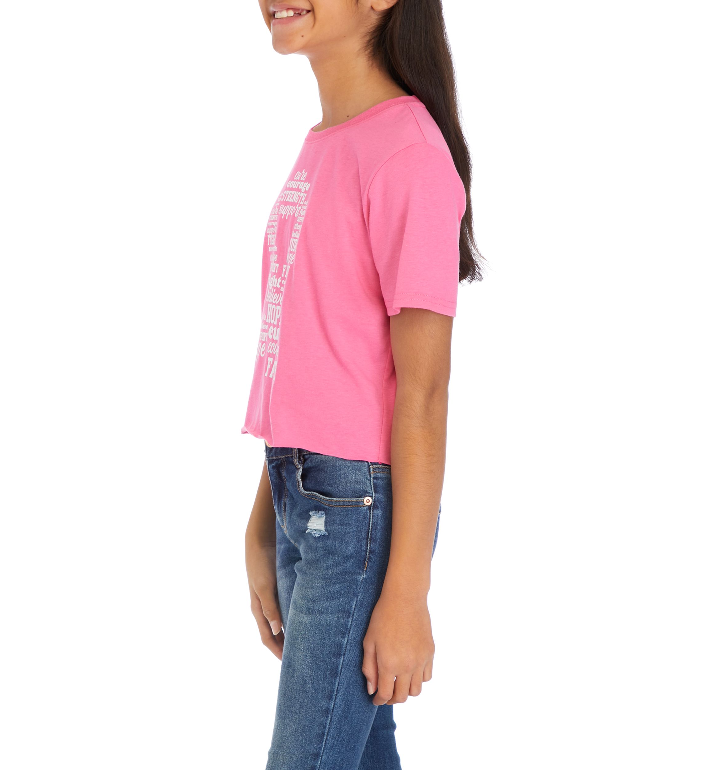 Girls 7-16 Short Sleeve Breast Cancer Awareness Graphic T-Shirt