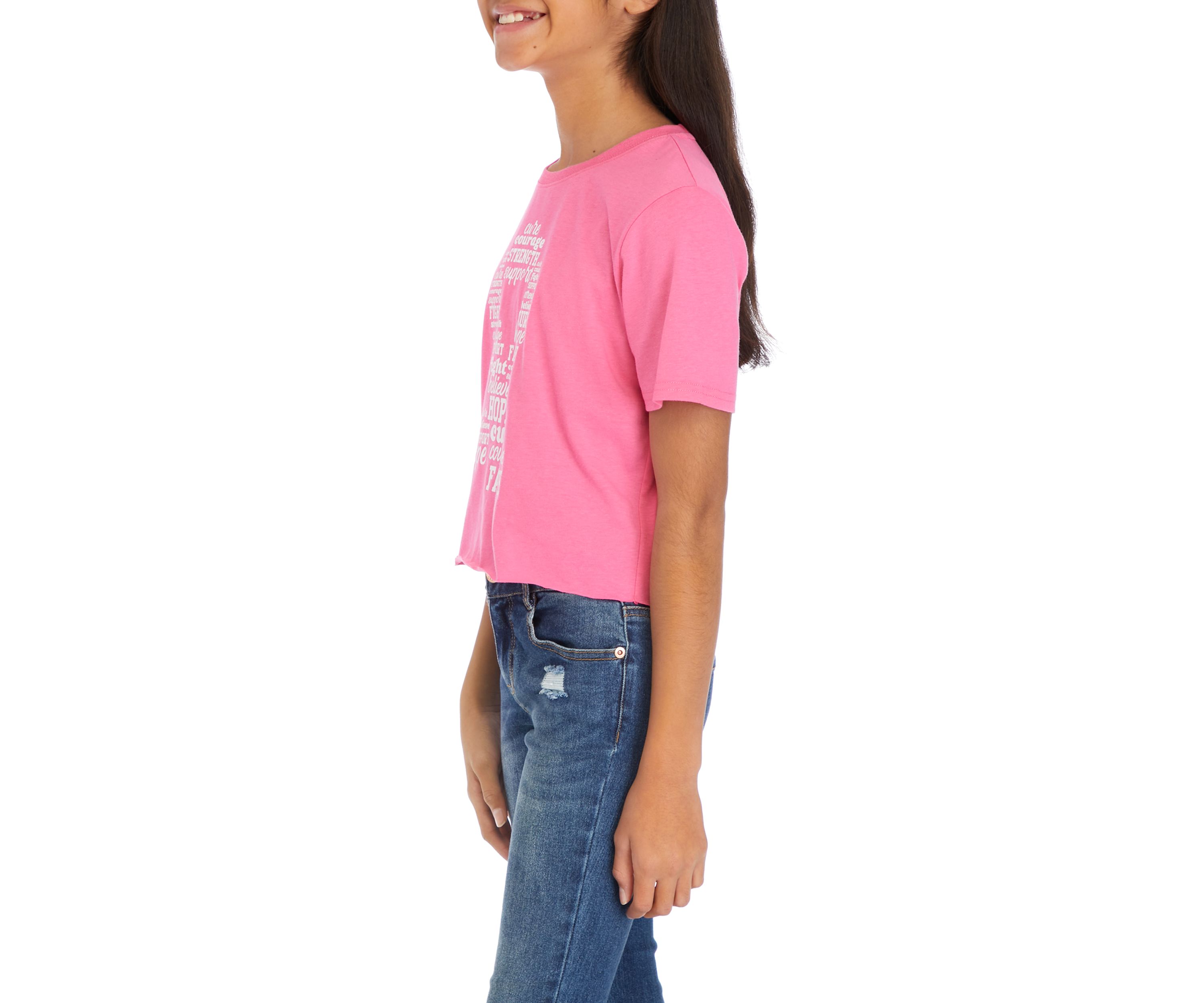 Girls 7-16 Short Sleeve Breast Cancer Awareness Graphic T-Shirt