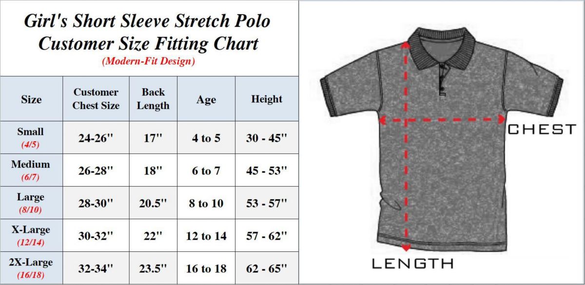 Galaxy By Harvic Girls Short Sleeve Stretch Pique Polo Shirt (Sizes, S-2XL)