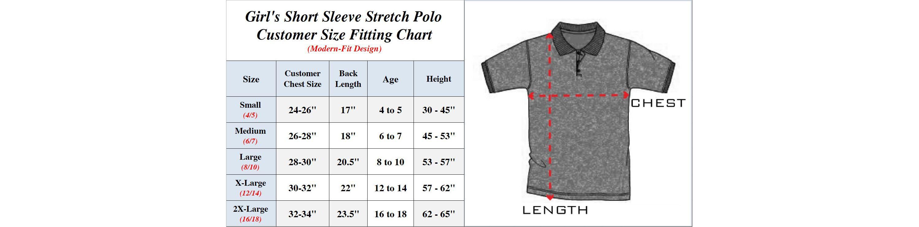 Galaxy By Harvic Girls Short Sleeve Stretch Pique Polo Shirt (Sizes, S-2XL)