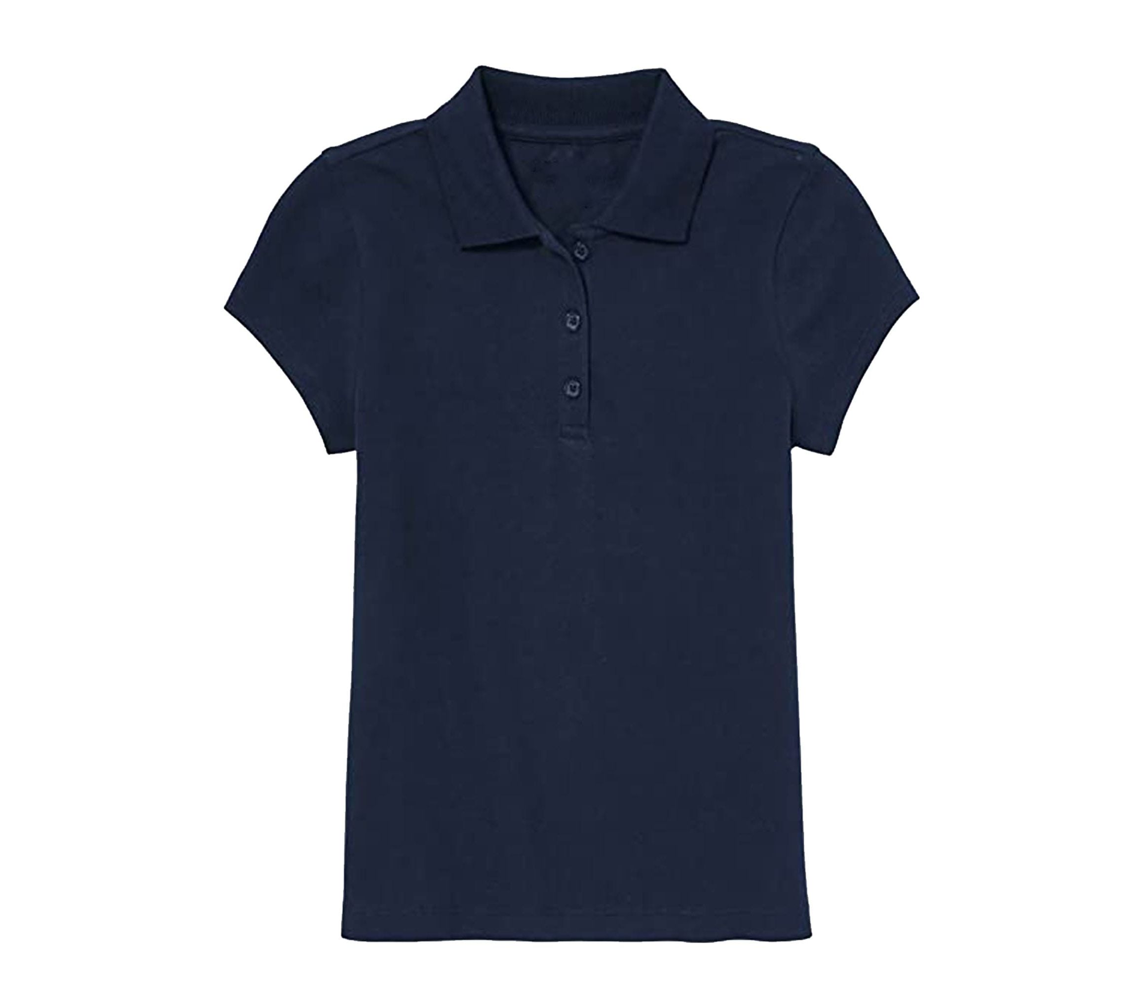 Girls 3-Button Short Sleeve Stretch Pique Polo Shirts School Uniform