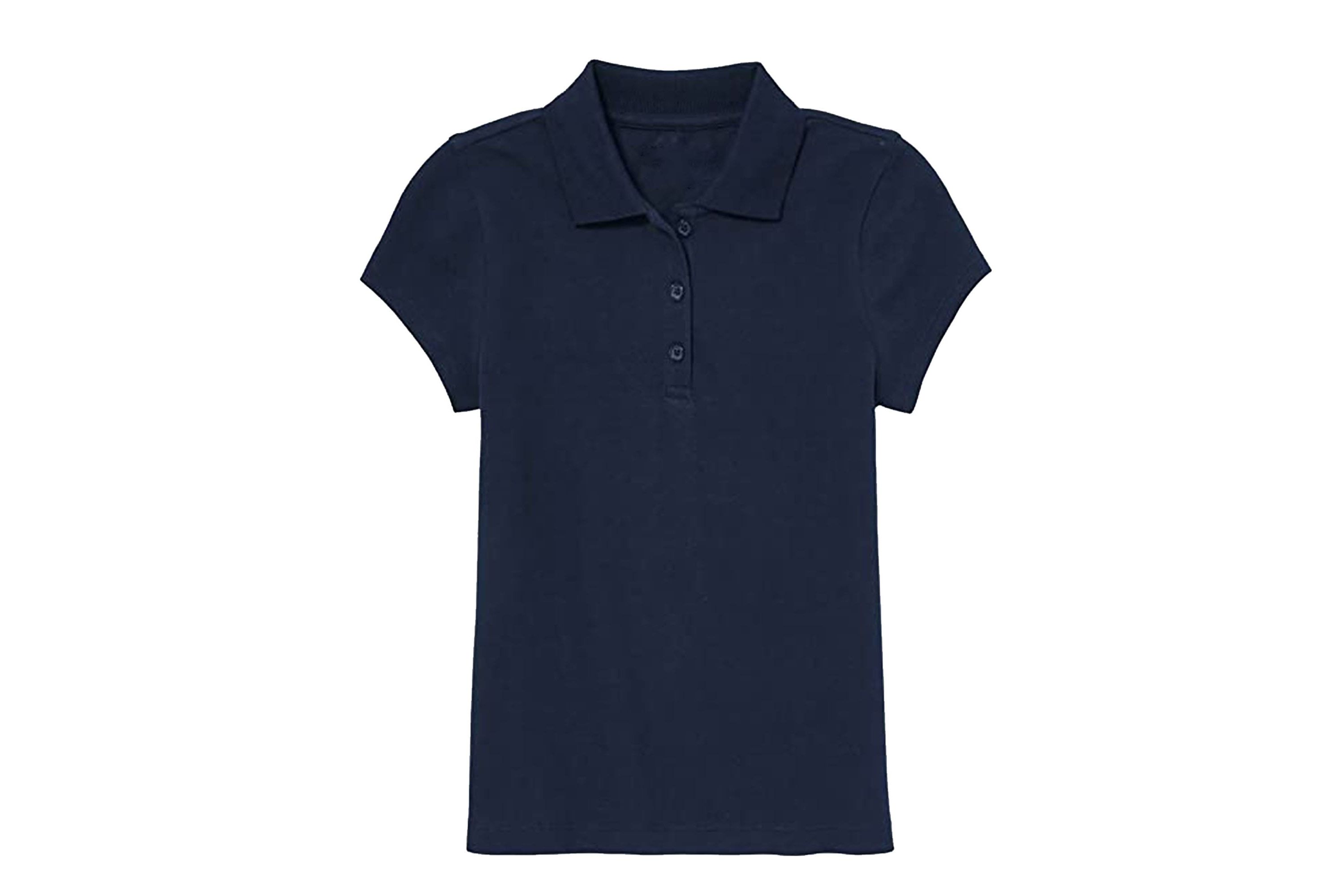 Girls 3-Button Short Sleeve Stretch Pique Polo Shirts School Uniform