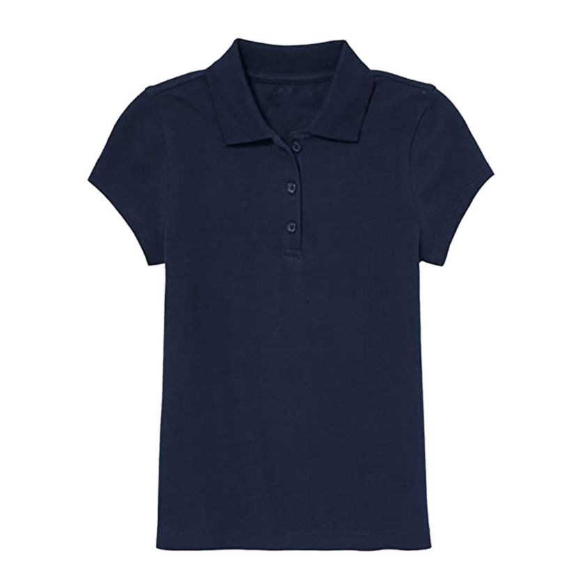 Girls 3-Button Short Sleeve Stretch Pique Polo Shirts School Uniform