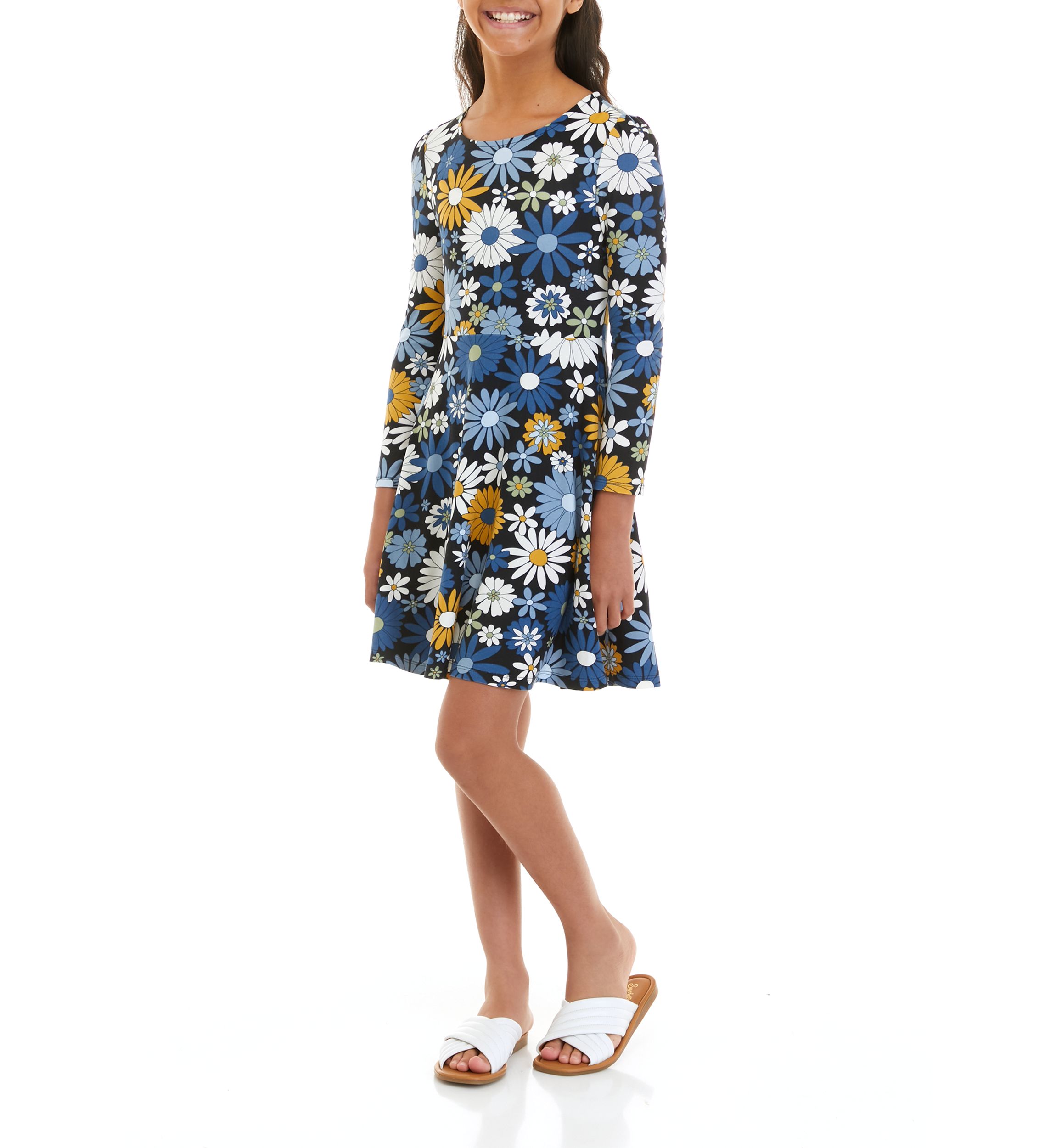 Girls 7-16 Long Sleeve Knit Promo Dress