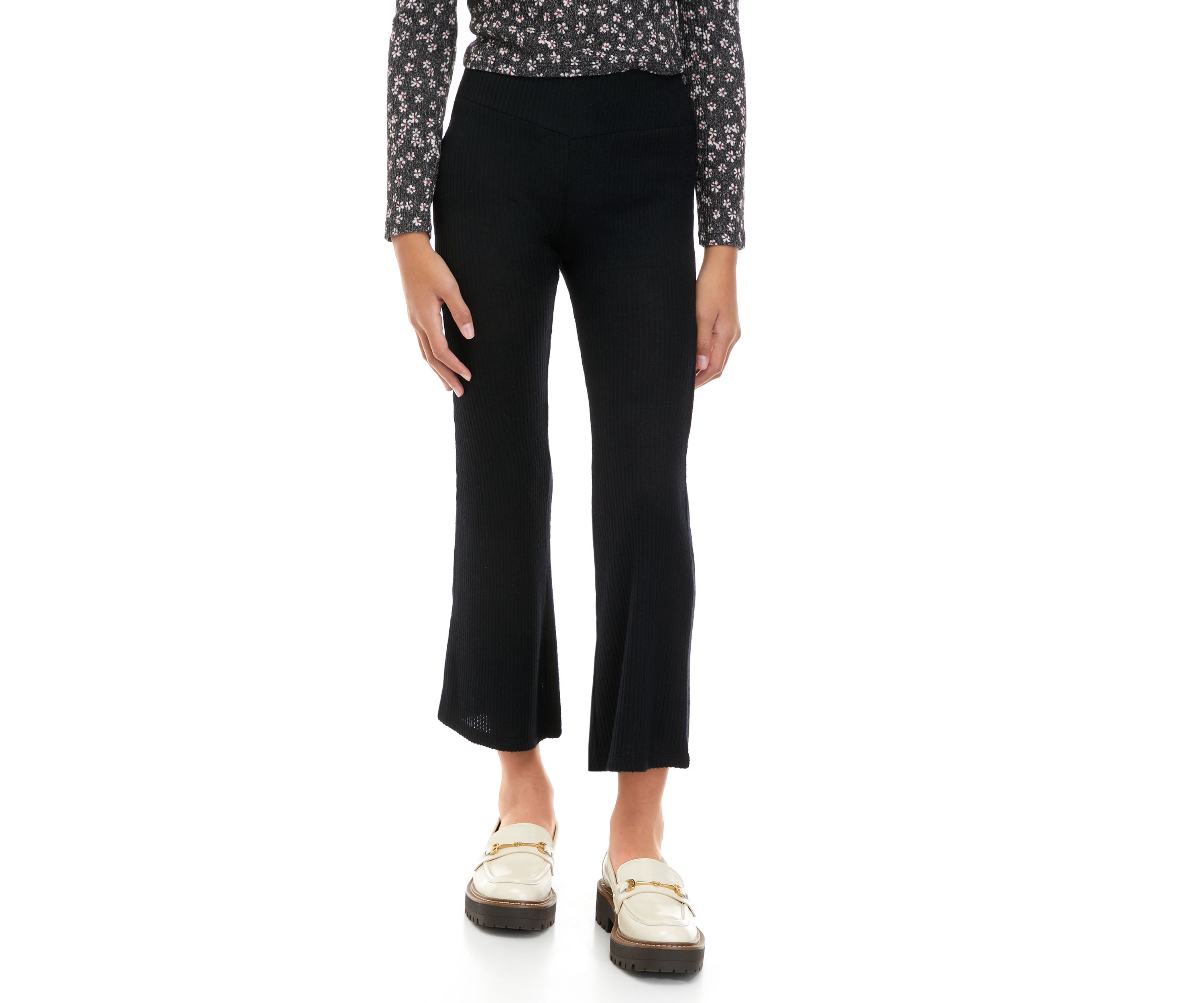 Girls 7-16 Ribbed Pull on Hacci Flare Pants