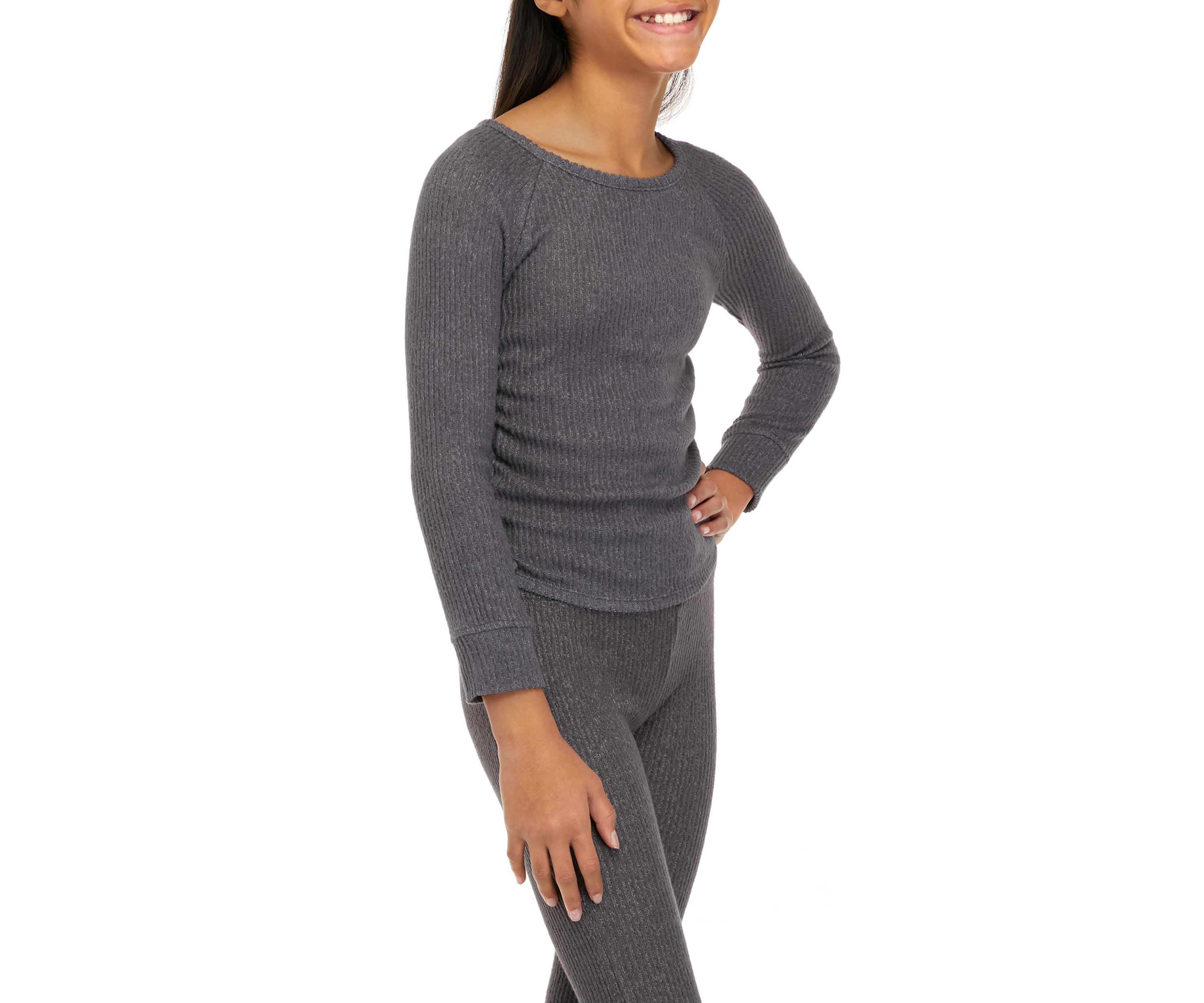 Girls 7-16 Long Sleeve Cinched Ribbed Hacci Top
