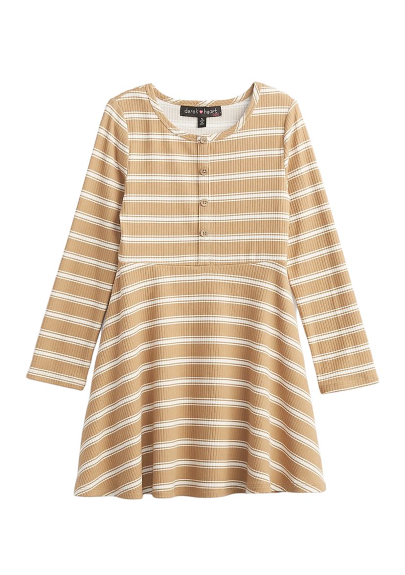 Girls 4-6x Long Sleeve Ribbed Skater Dress