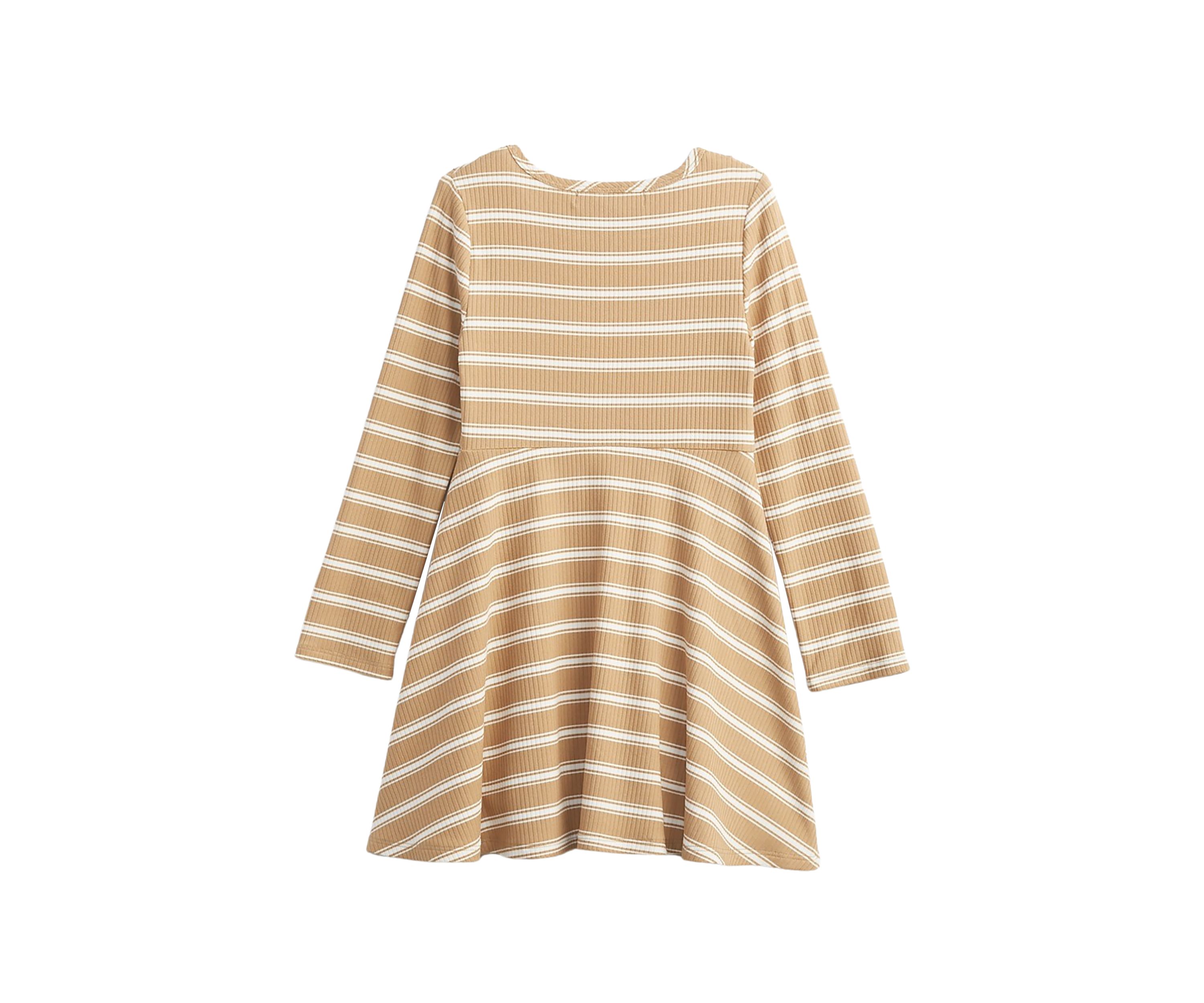 Girls 4-6x Long Sleeve Ribbed Skater Dress