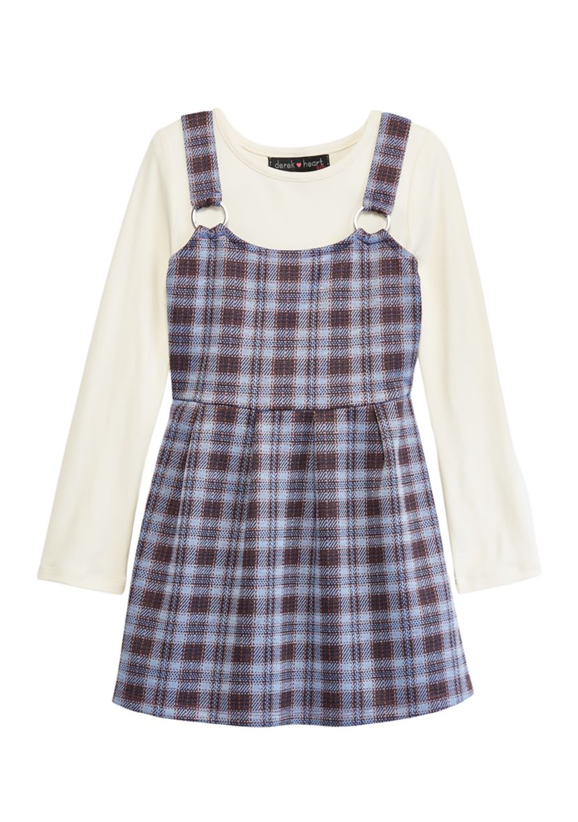 Girls 4-6x Long Sleeve Plaid Jumper Dress