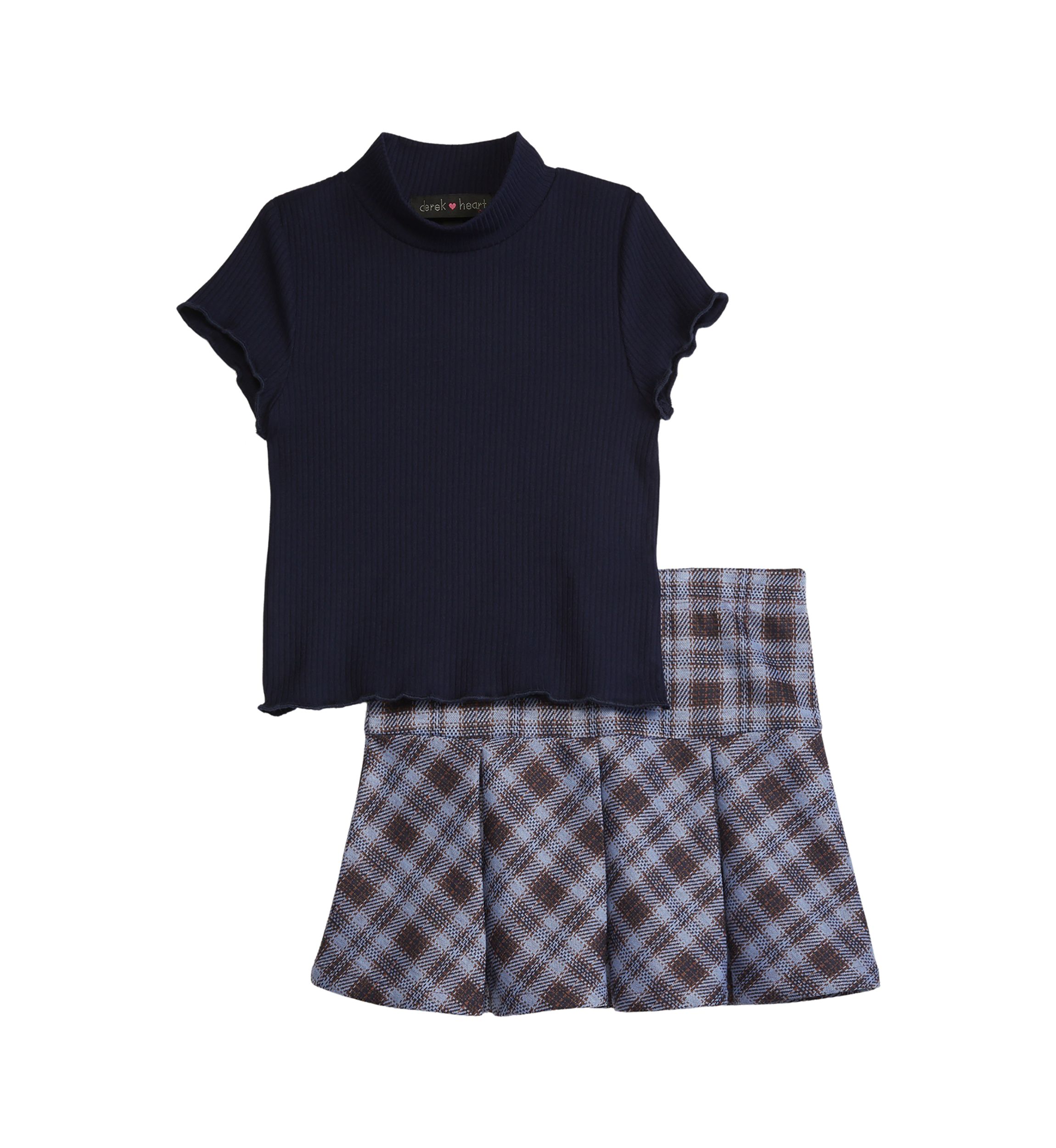Girls 4-6x Ribbed Top with Pleated Skirt