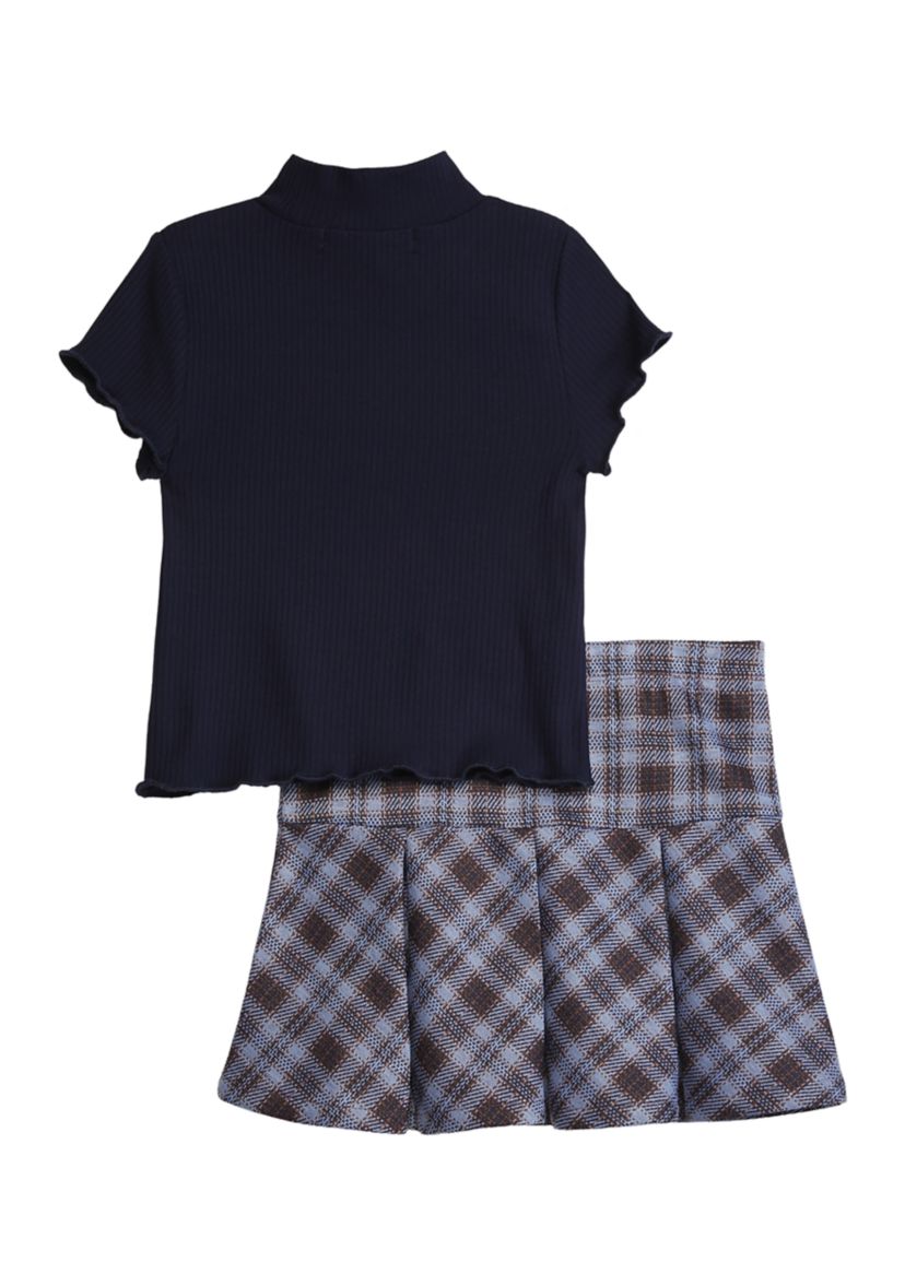 Girls 4-6x Ribbed Top with Pleated Skirt