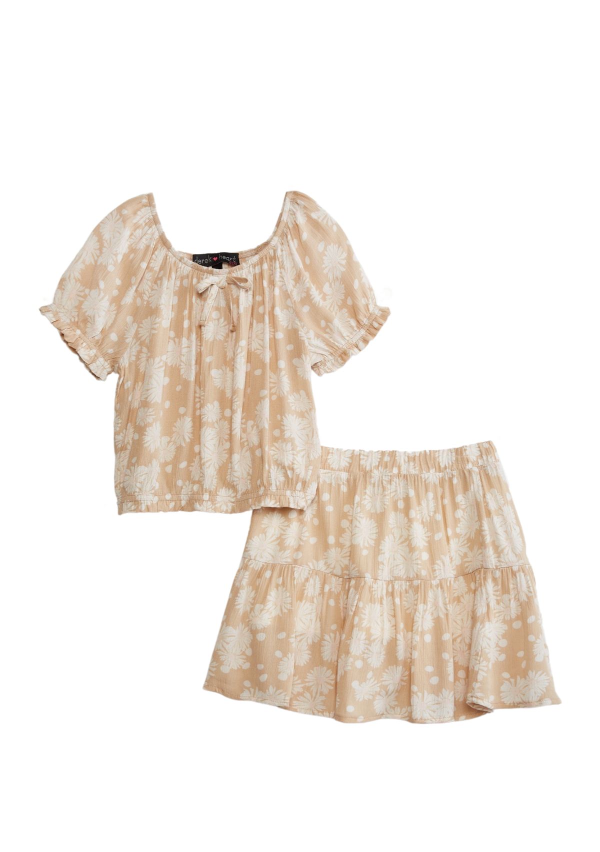 Girls 4-6x Tie Front Top and Tiered Skirt Set