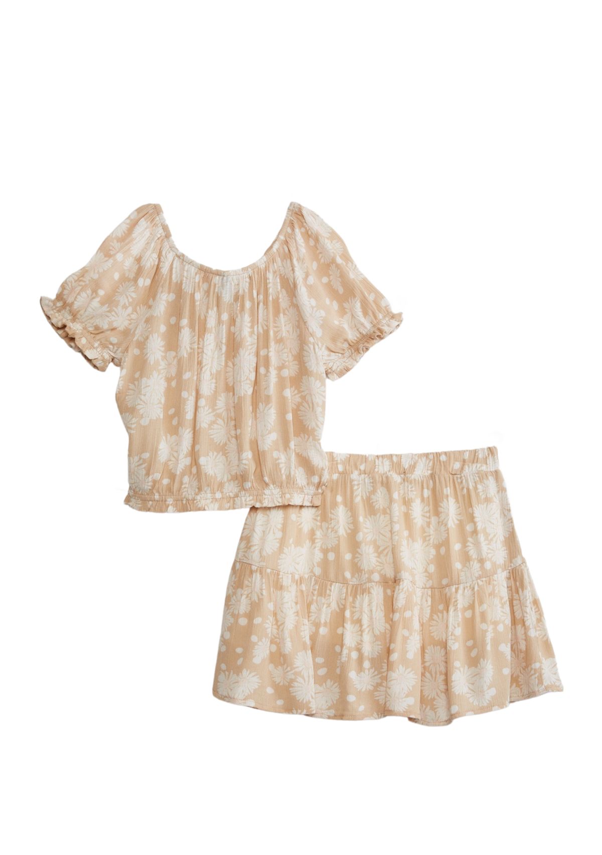 Girls 4-6x Tie Front Top and Tiered Skirt Set