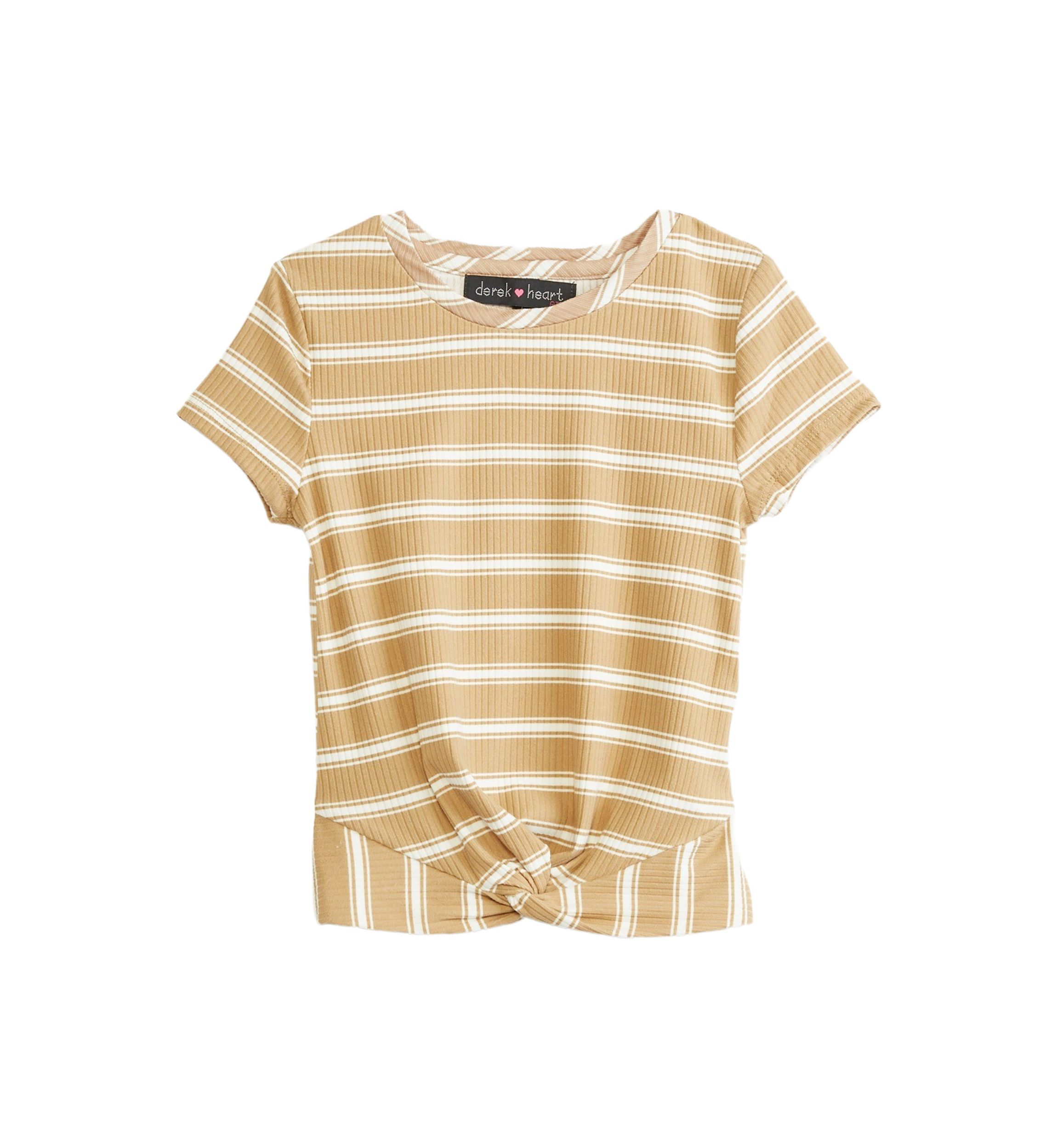 Girls 4-6x Short Sleeve Ribbed Twist Front T-Shirt