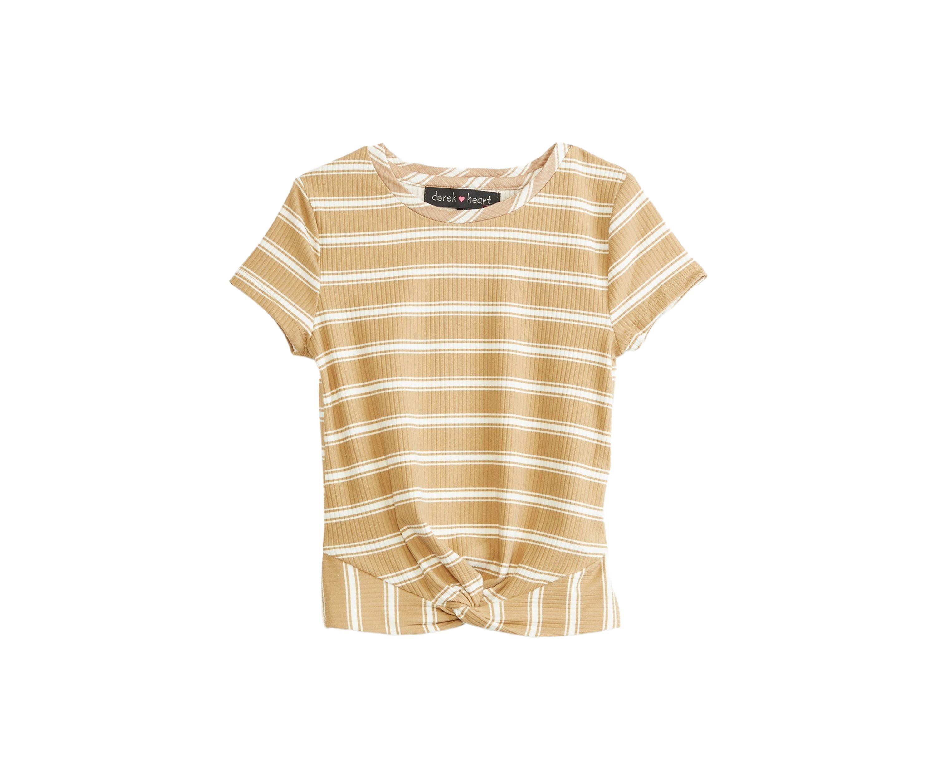 Girls 4-6x Short Sleeve Ribbed Twist Front T-Shirt