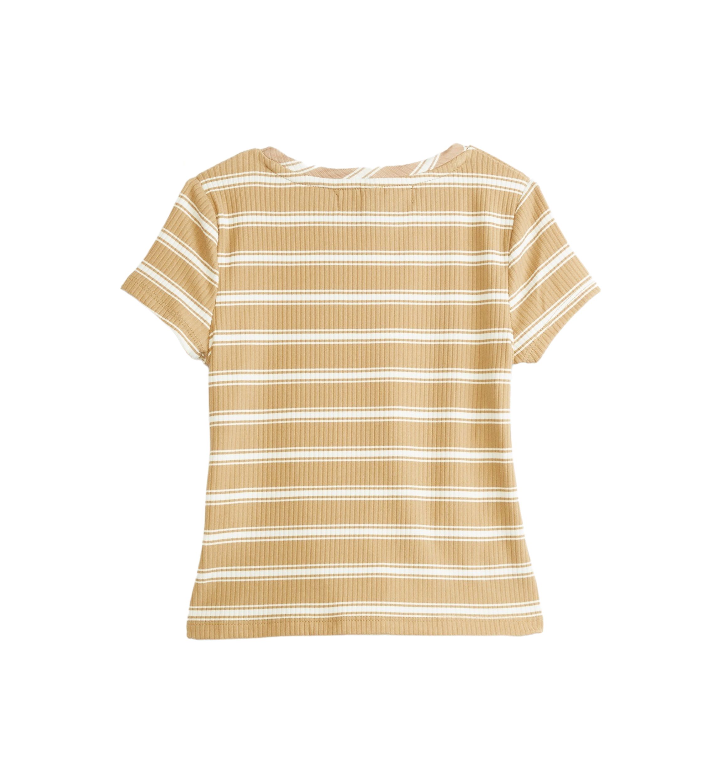 Girls 4-6x Short Sleeve Ribbed Twist Front T-Shirt