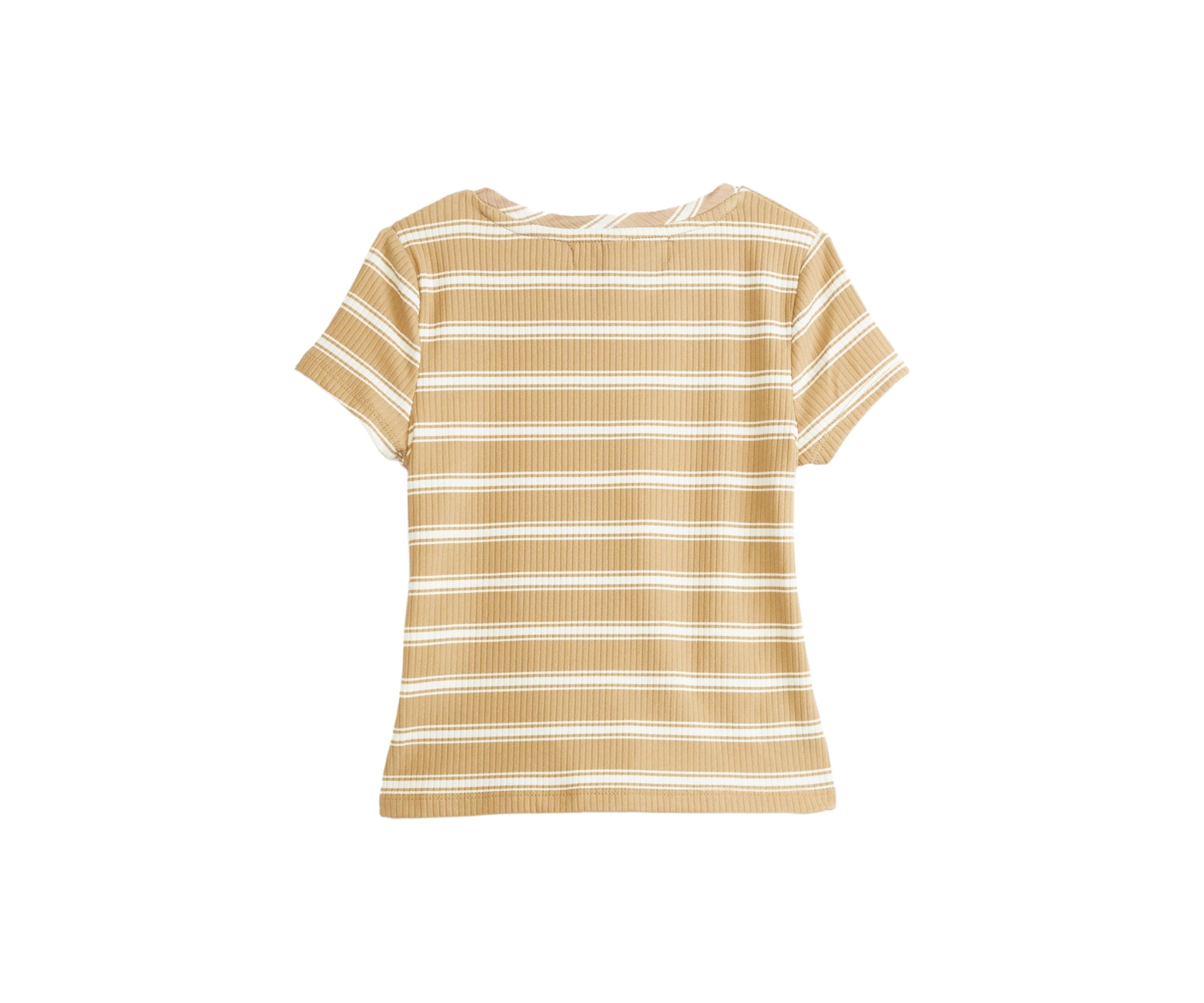 Girls 4-6x Short Sleeve Ribbed Twist Front T-Shirt