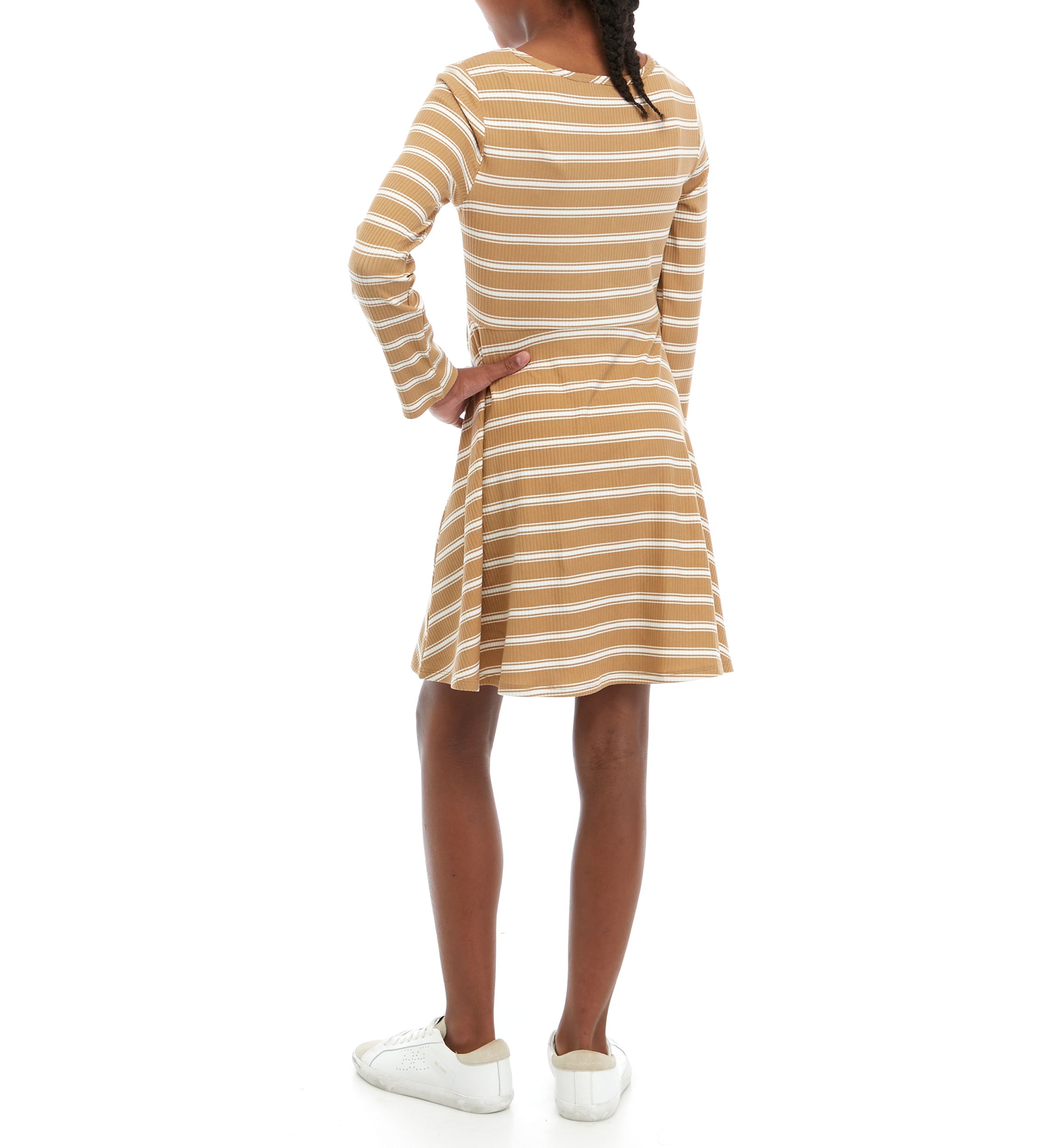 Girls 7-16 Long Sleeve Striped Skater Dress
