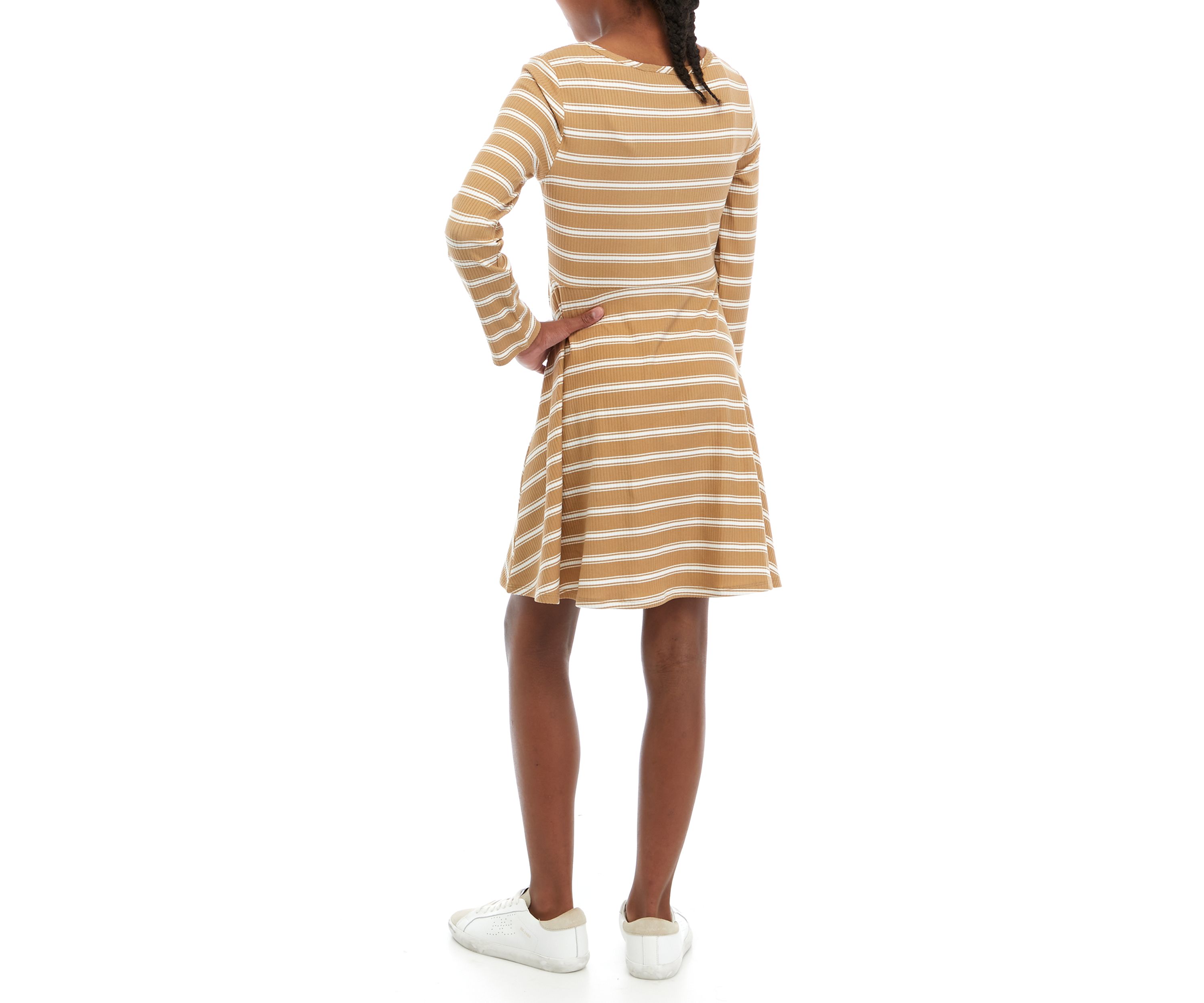 Girls 7-16 Long Sleeve Striped Skater Dress