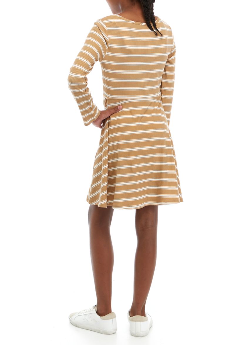 Girls 7-16 Long Sleeve Striped Skater Dress