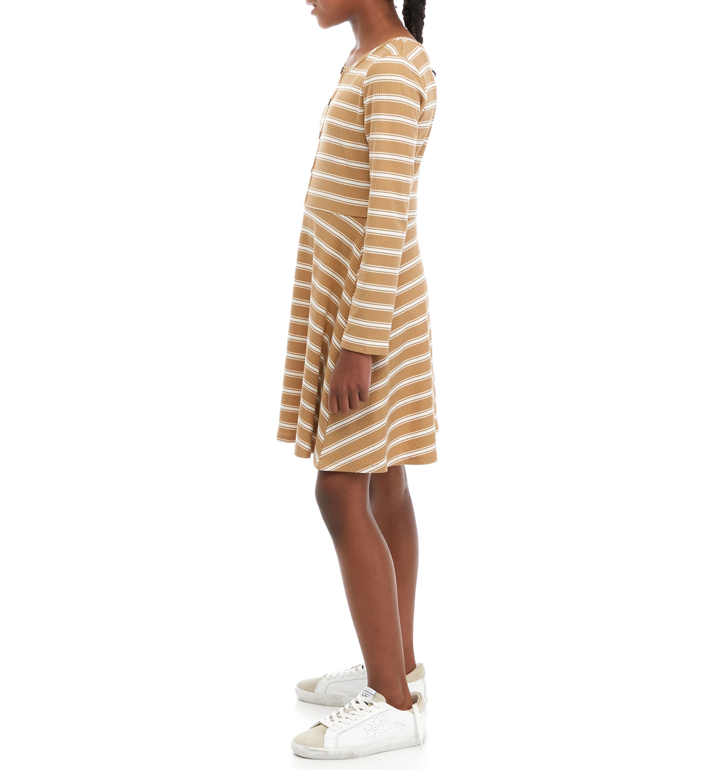 Girls 7-16 Long Sleeve Striped Skater Dress