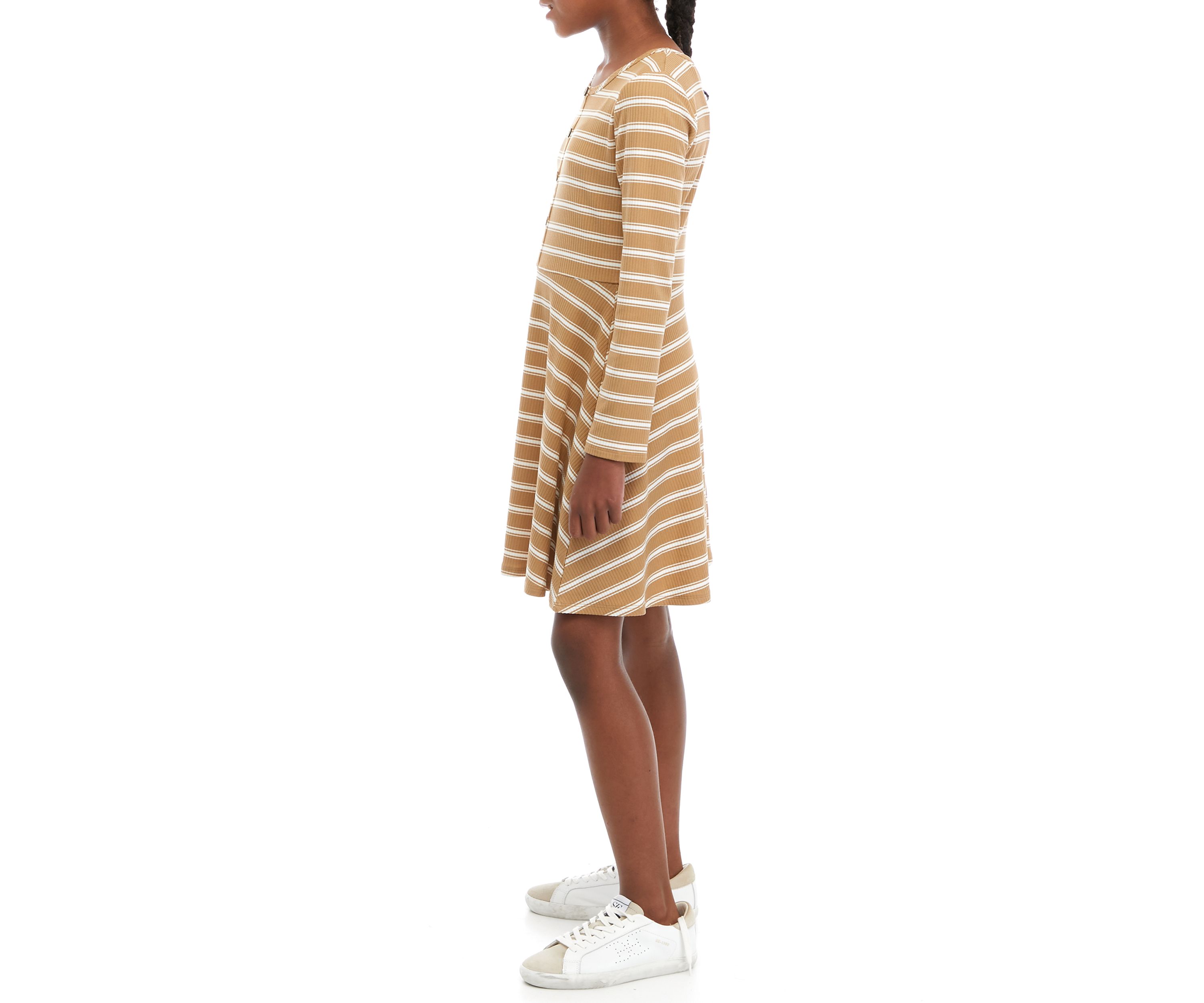 Girls 7-16 Long Sleeve Striped Skater Dress