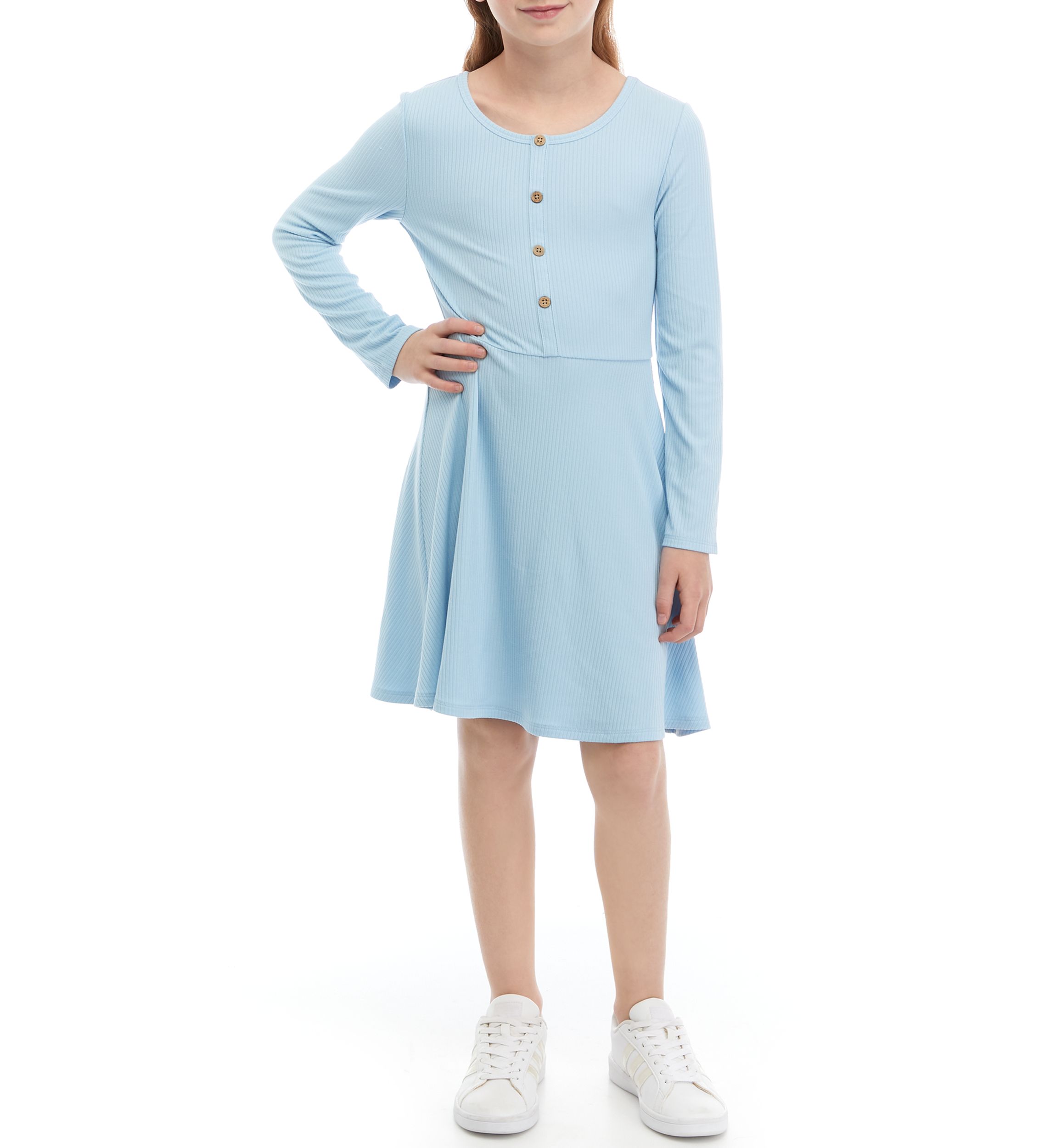 Girls 7-16 Ribbed Skater Dress