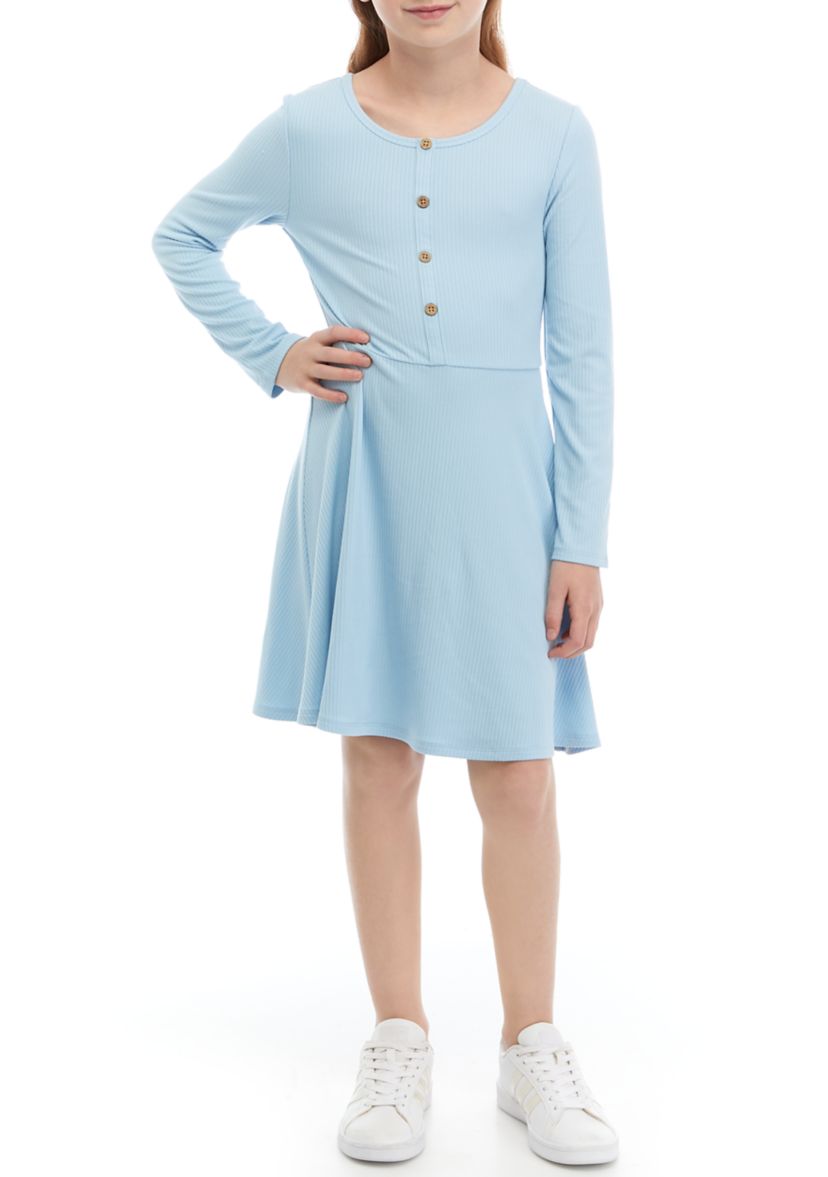 Girls 7-16 Ribbed Skater Dress
