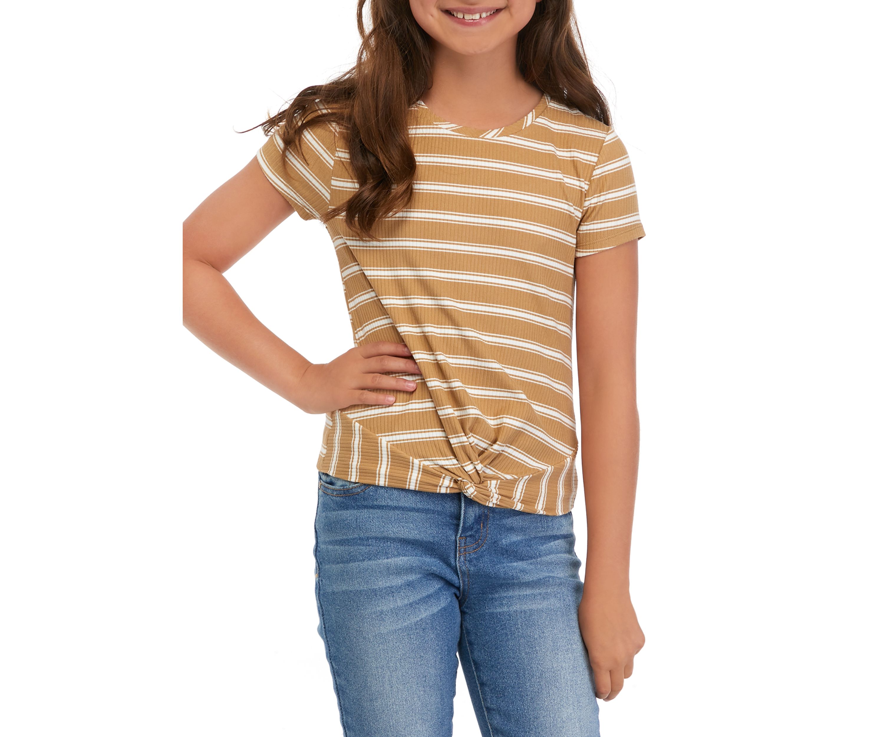 Girls 7-16 Ribbed Twist Front T-Shirt