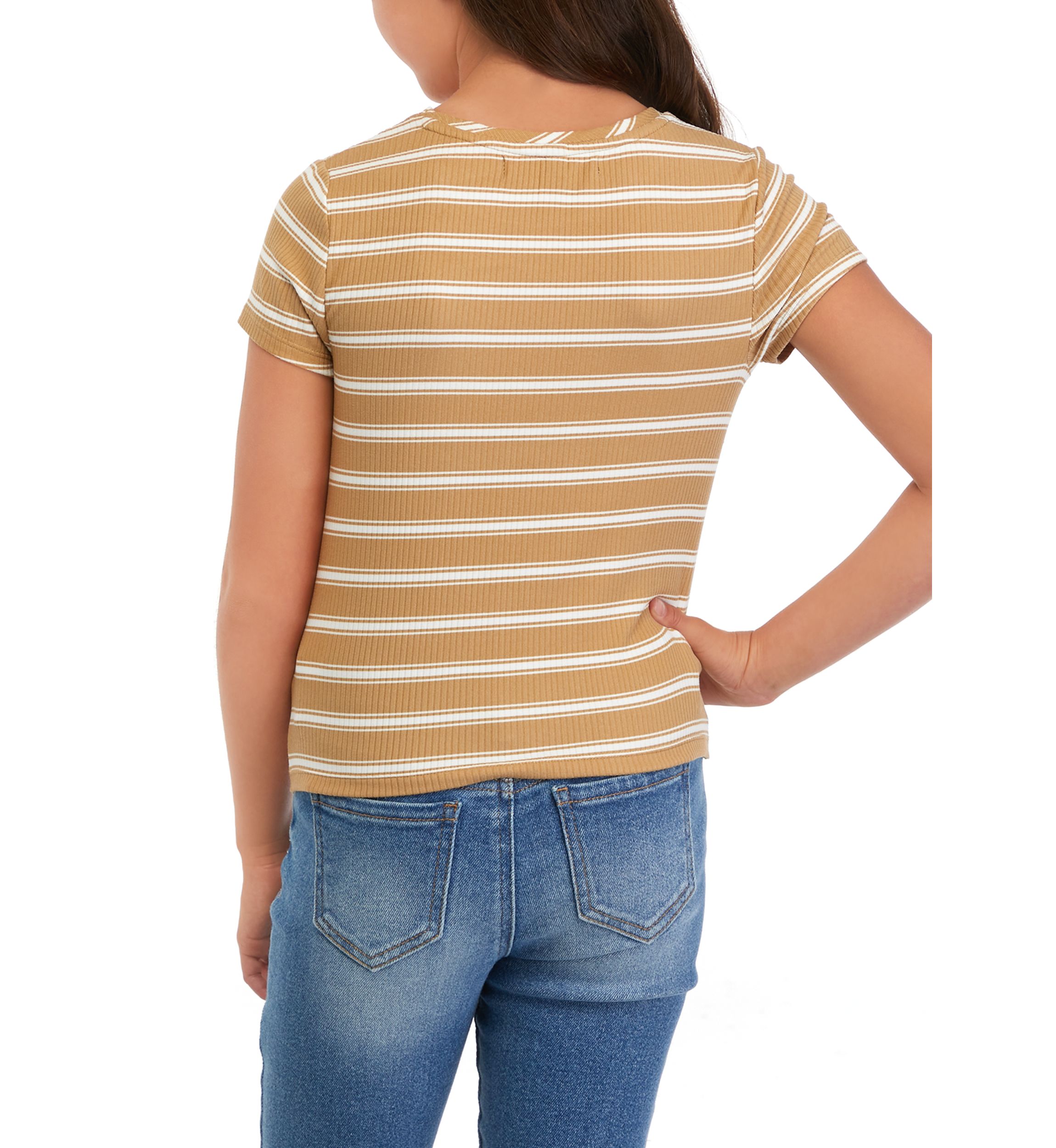 Girls 7-16 Ribbed Twist Front T-Shirt