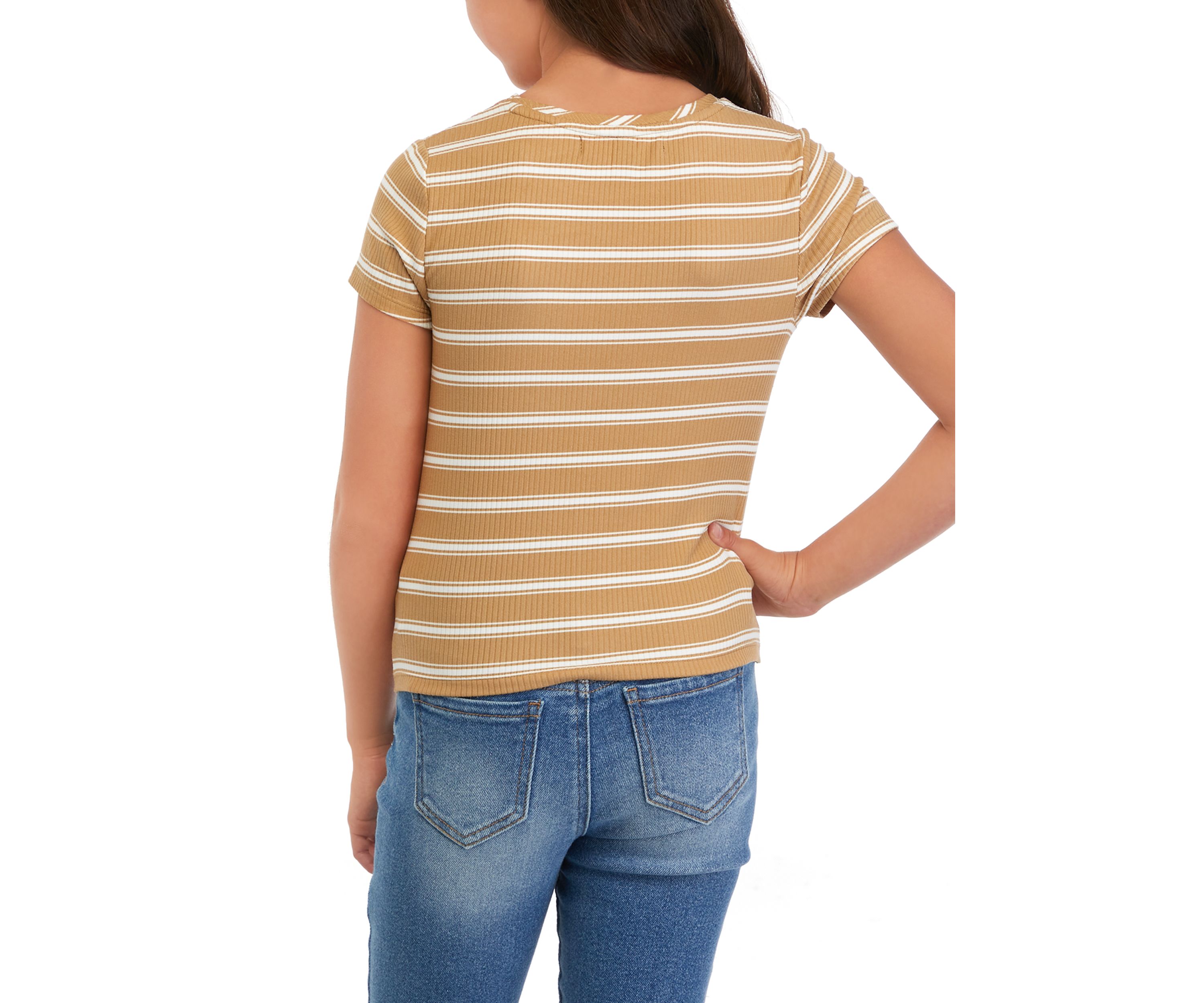 Girls 7-16 Ribbed Twist Front T-Shirt