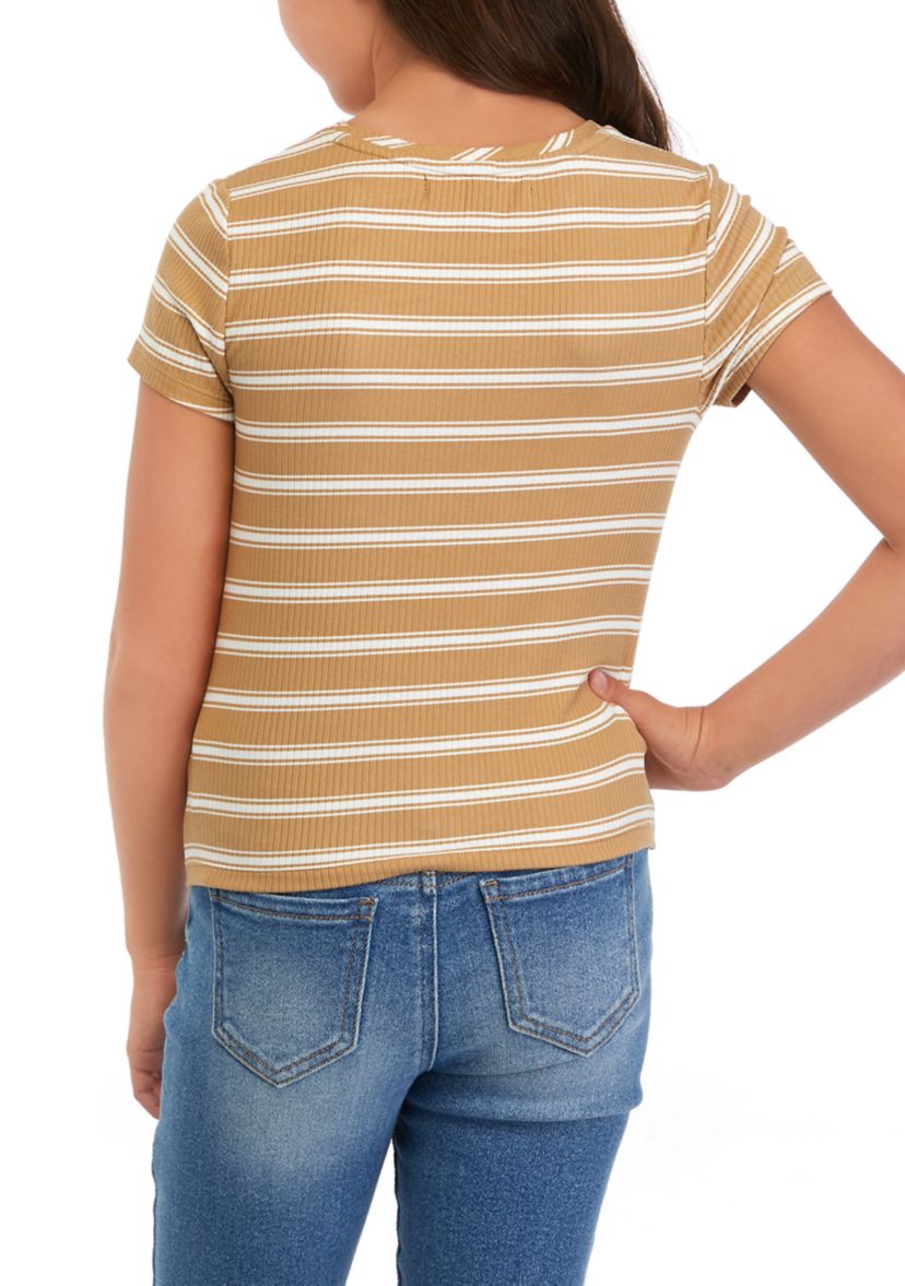 Girls 7-16 Ribbed Twist Front T-Shirt