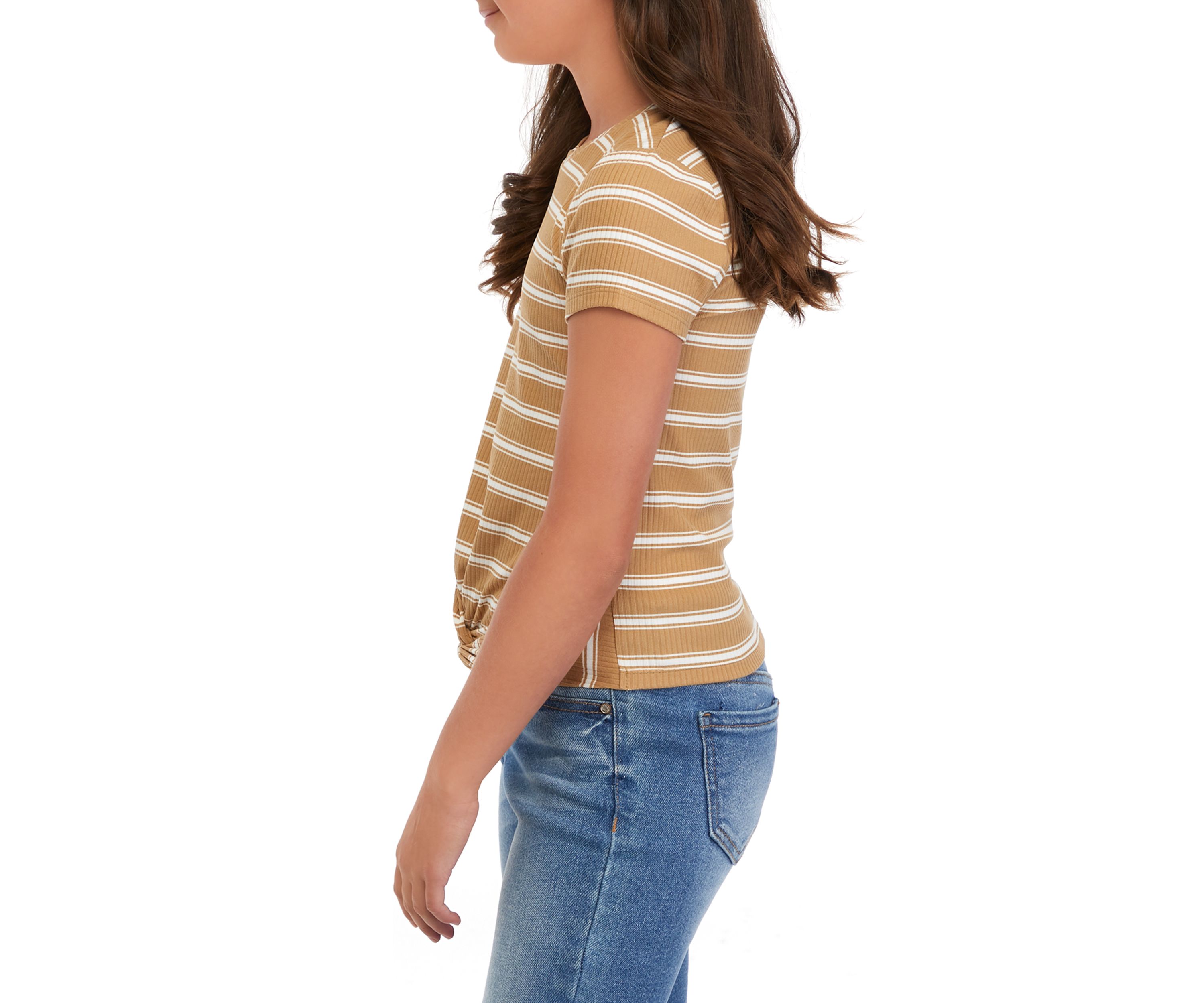 Girls 7-16 Ribbed Twist Front T-Shirt