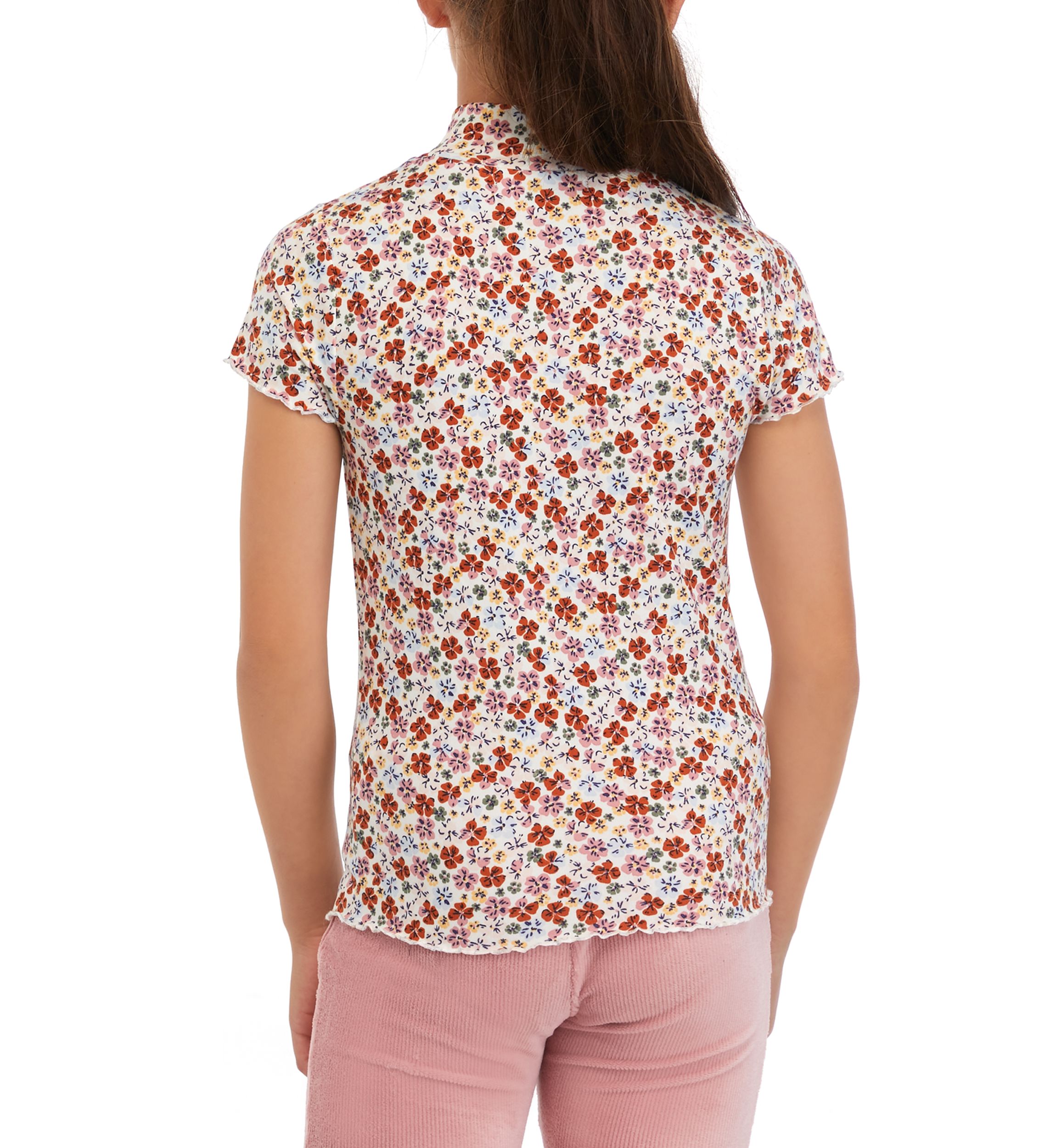 Girls 7-16 Printed Mock Neck T-Shirt
