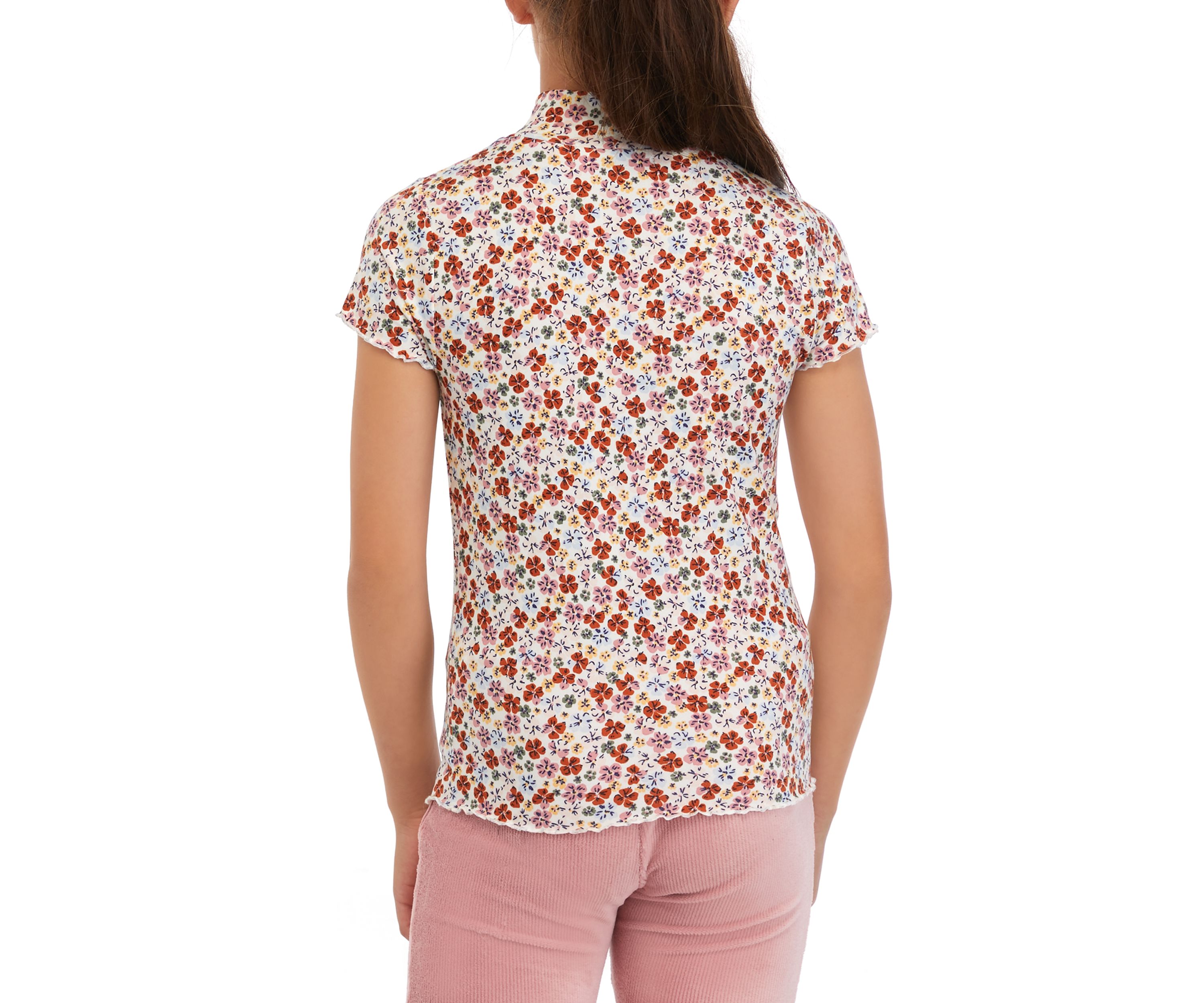 Girls 7-16 Printed Mock Neck T-Shirt