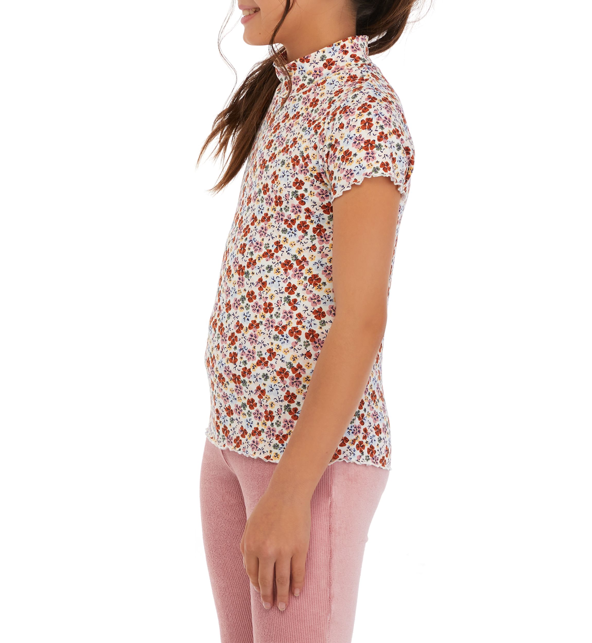 Girls 7-16 Printed Mock Neck T-Shirt