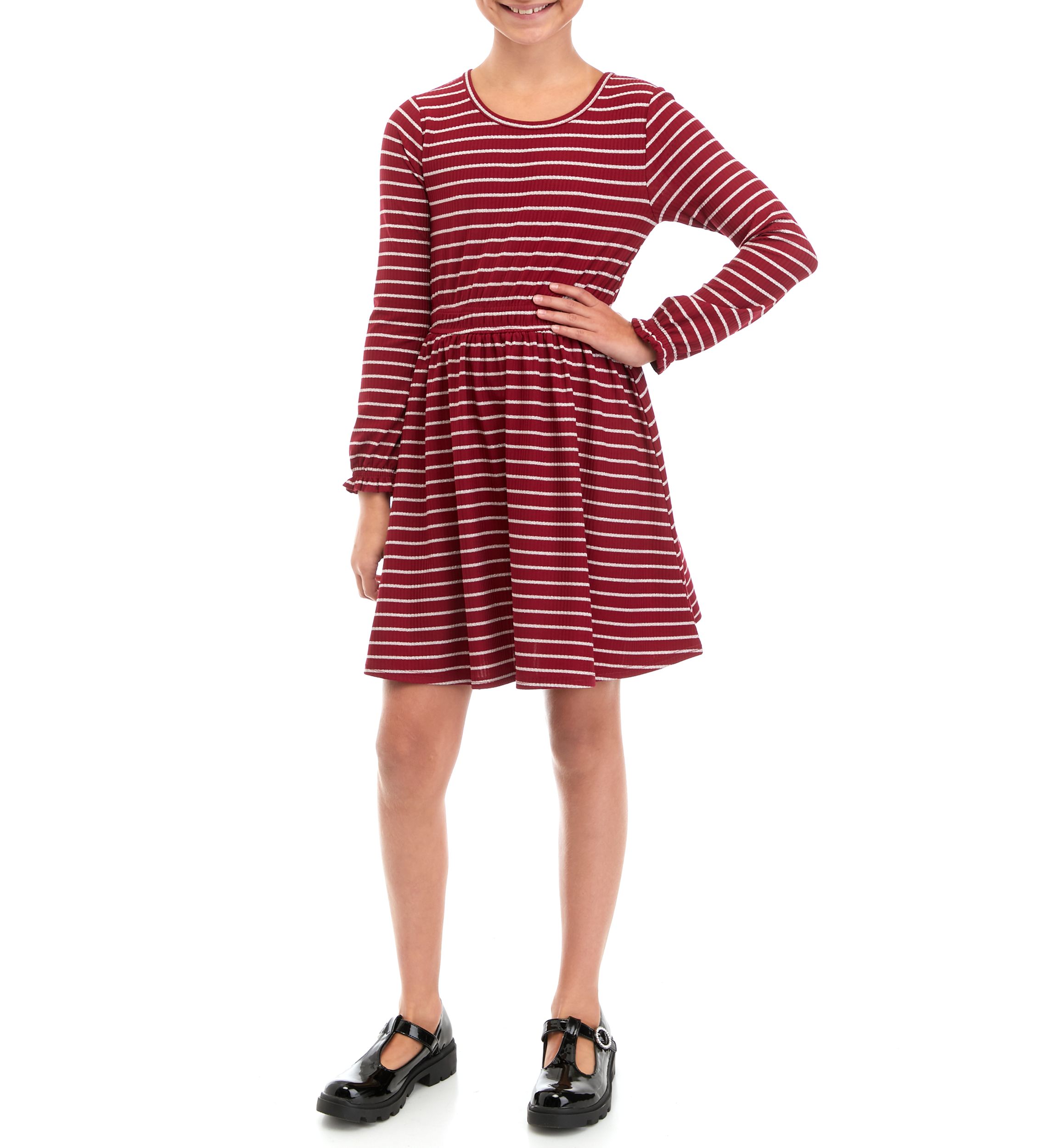 Girls 7-16 Stripe Knit Skater Dress