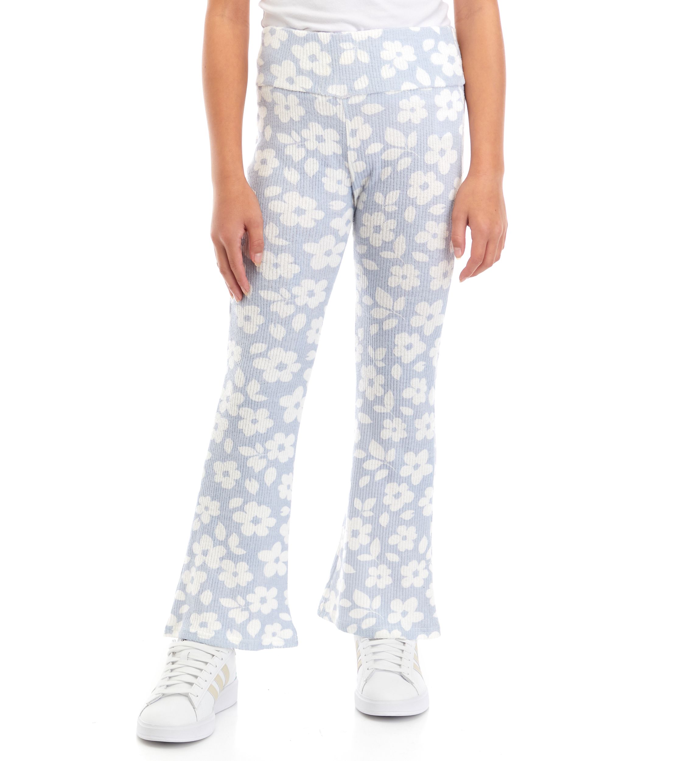 Girls 7-16 Pull On Printed Ribbed Flare Pants