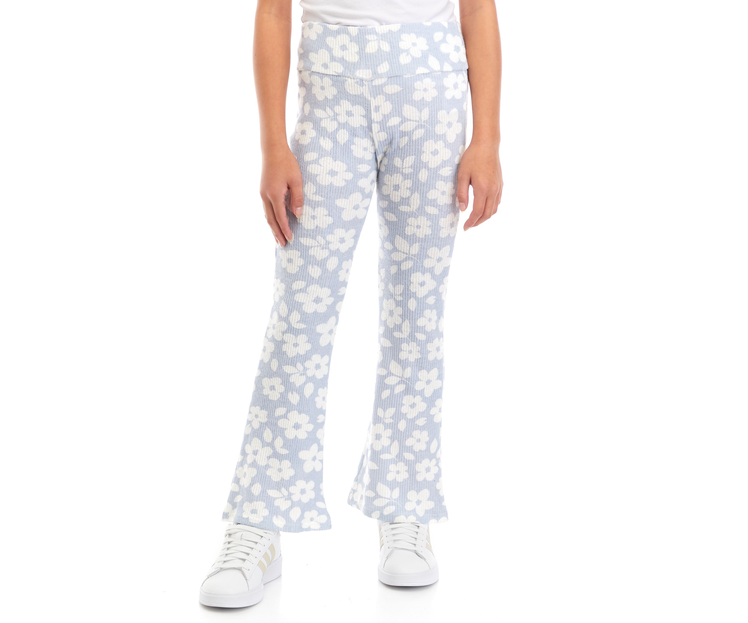 Girls 7-16 Pull On Printed Ribbed Flare Pants