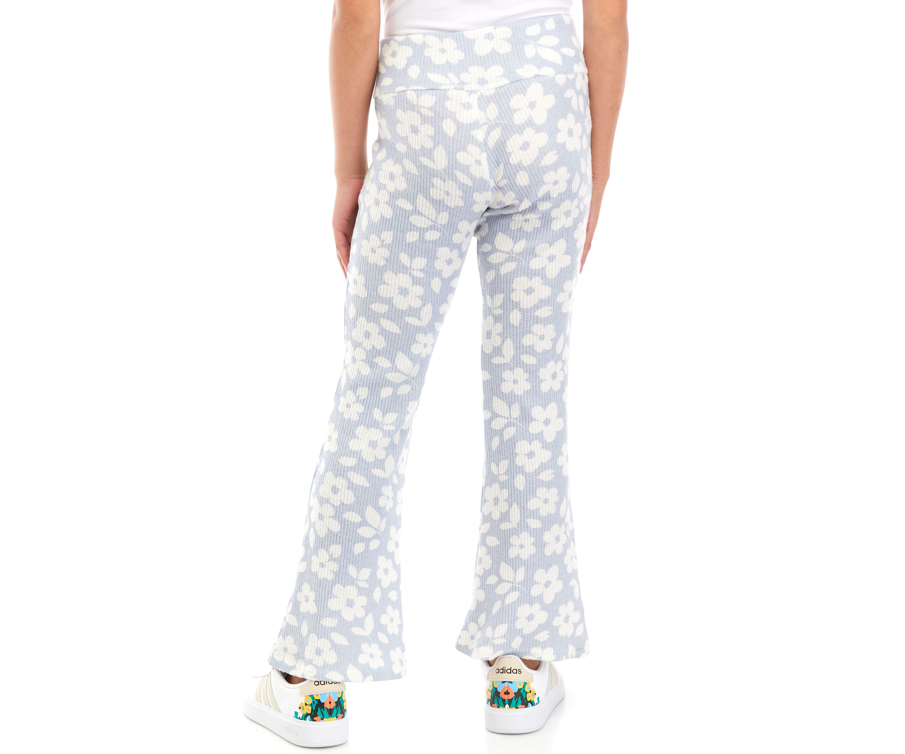 Girls 7-16 Pull On Printed Ribbed Flare Pants