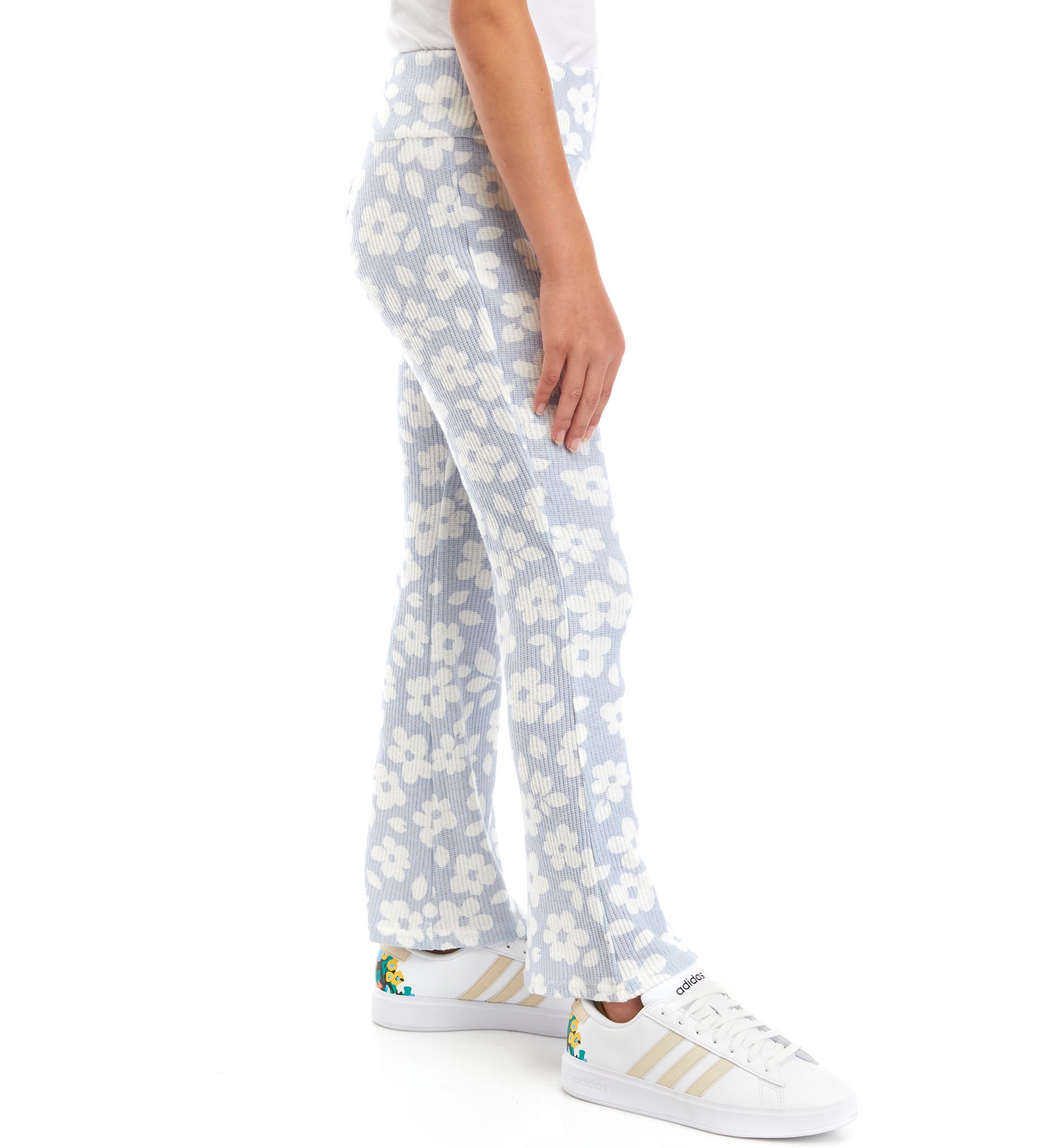 Girls 7-16 Pull On Printed Ribbed Flare Pants