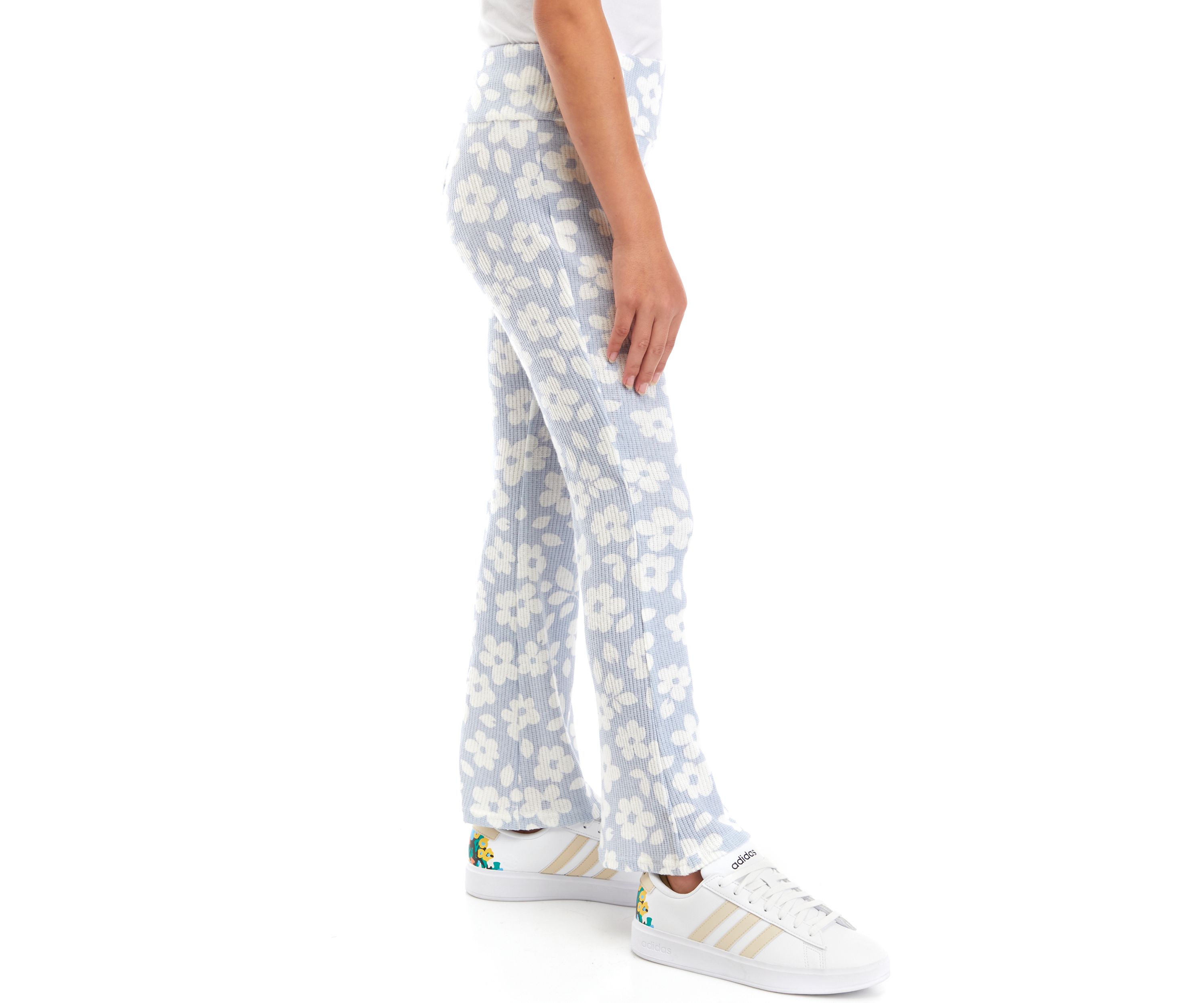 Girls 7-16 Pull On Printed Ribbed Flare Pants