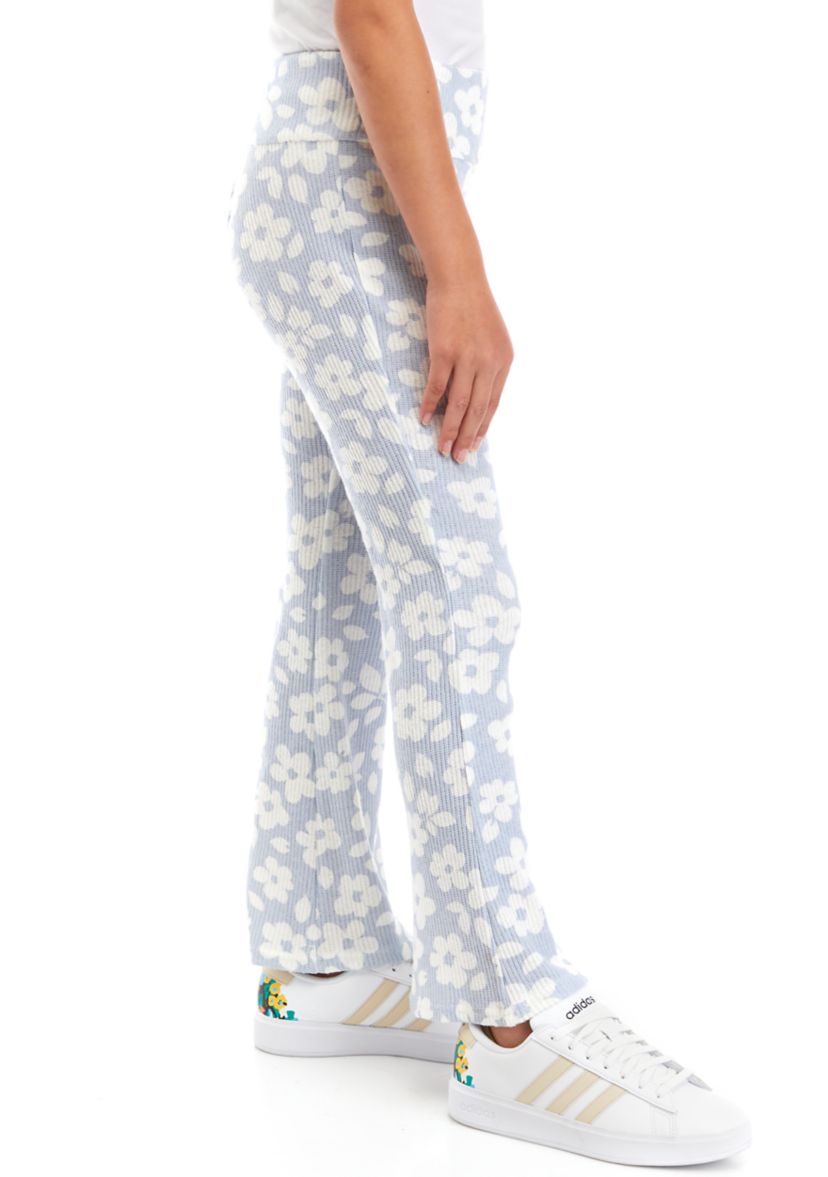 Girls 7-16 Pull On Printed Ribbed Flare Pants
