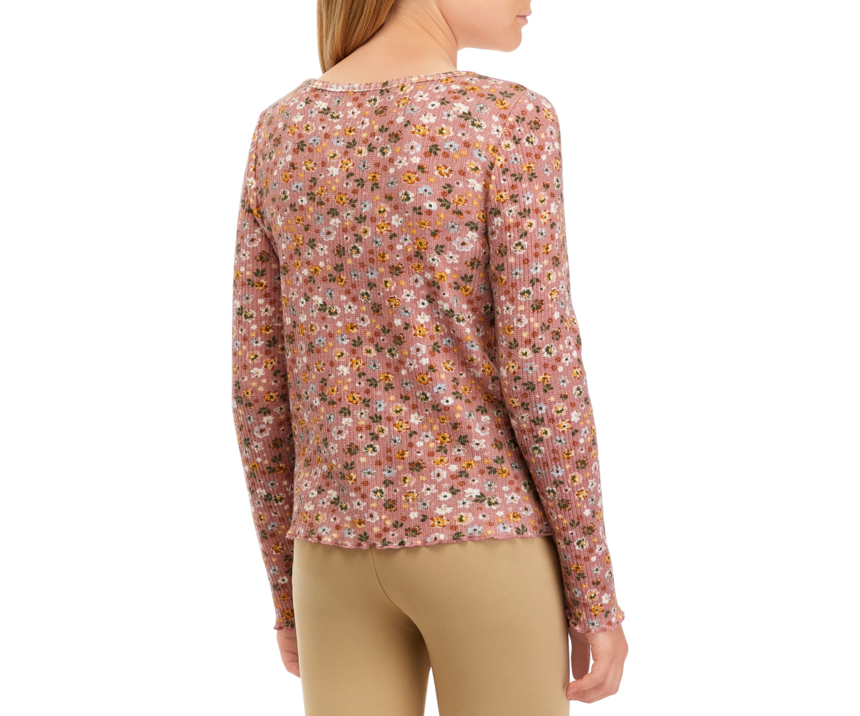 Girls 7-16 Printed Brushed Rib Top 