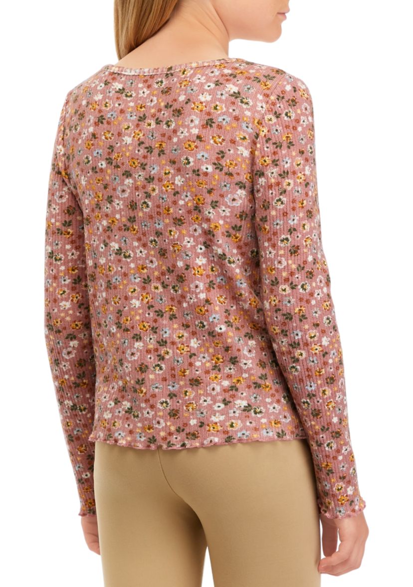 Girls 7-16 Printed Brushed Rib Top 