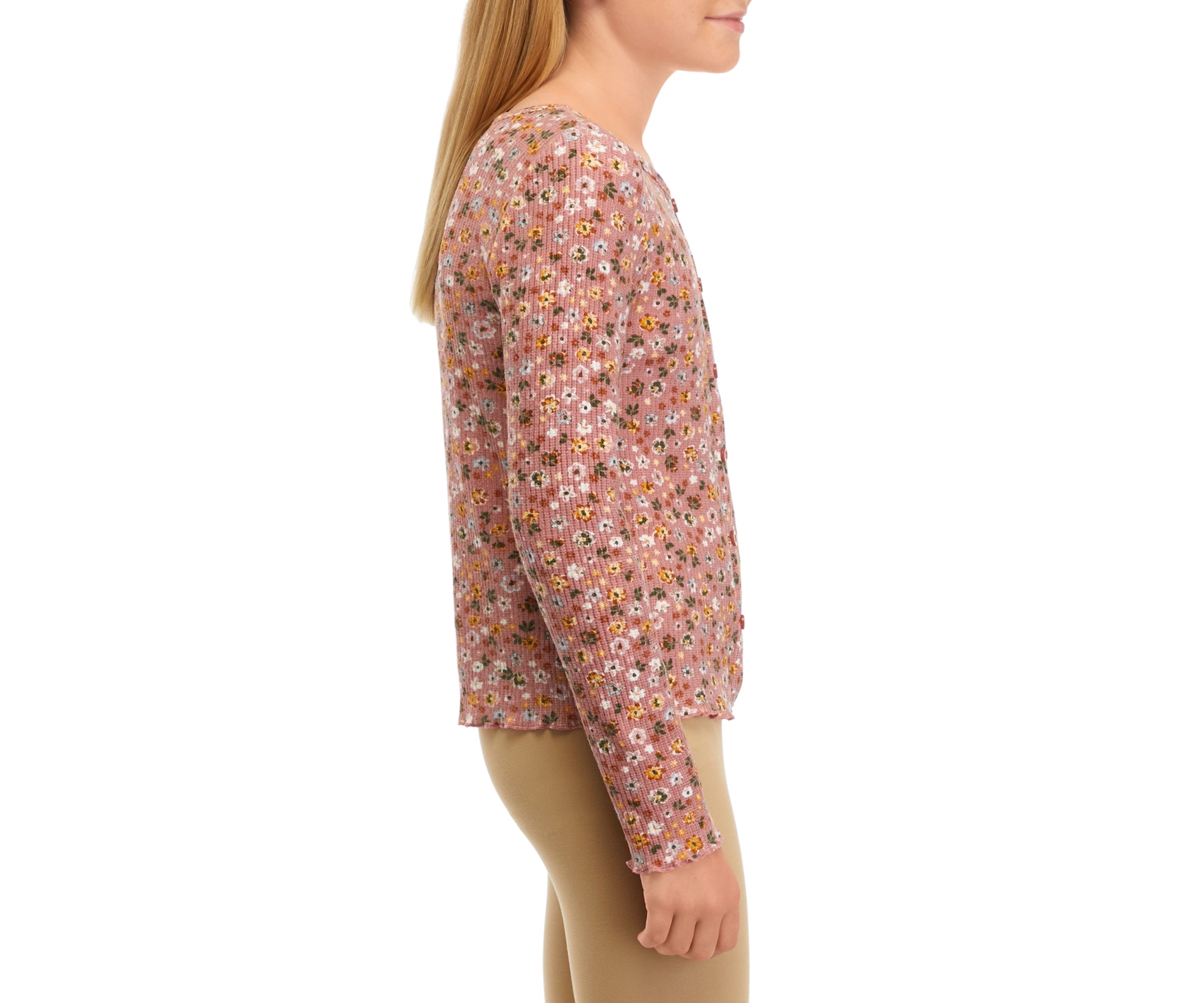 Girls 7-16 Printed Brushed Rib Top 