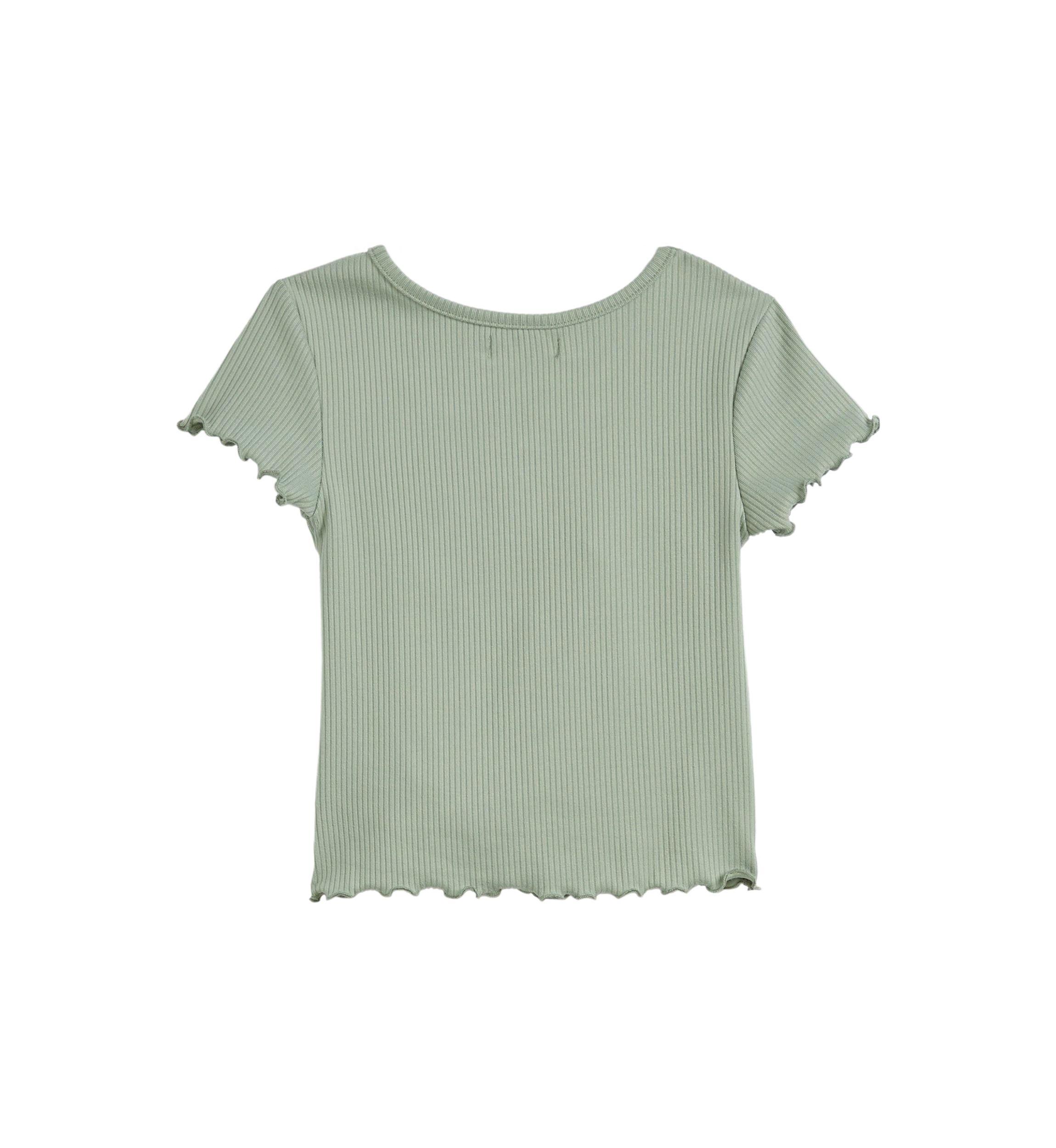Girls 4-6x Short Sleeve Ribbed Front Seam Top 