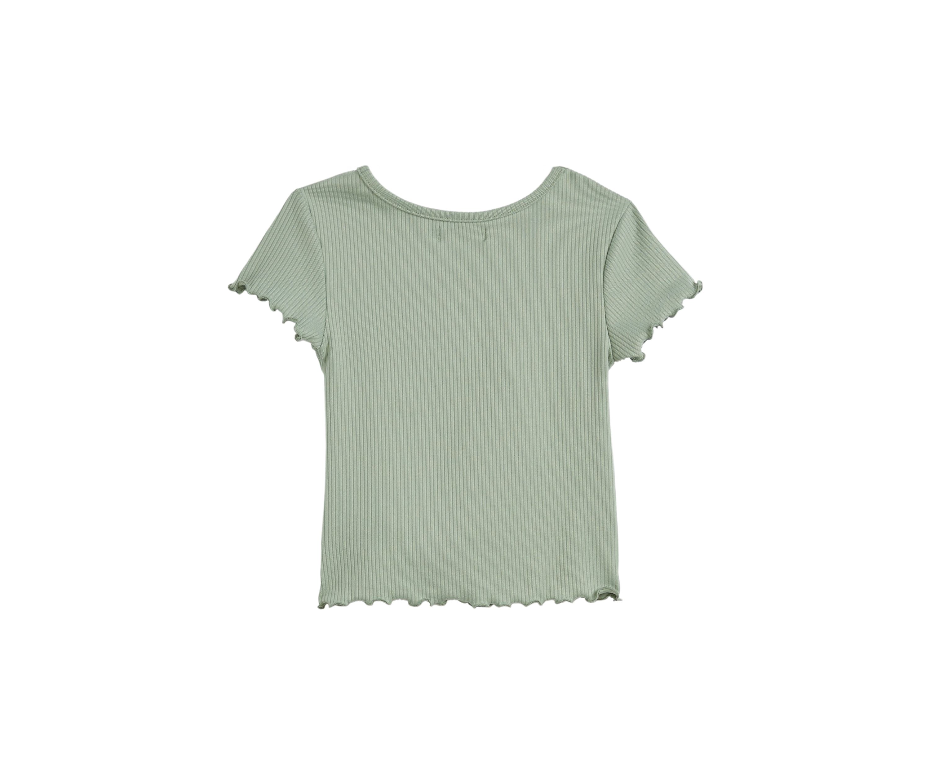 Girls 4-6x Short Sleeve Ribbed Front Seam Top 