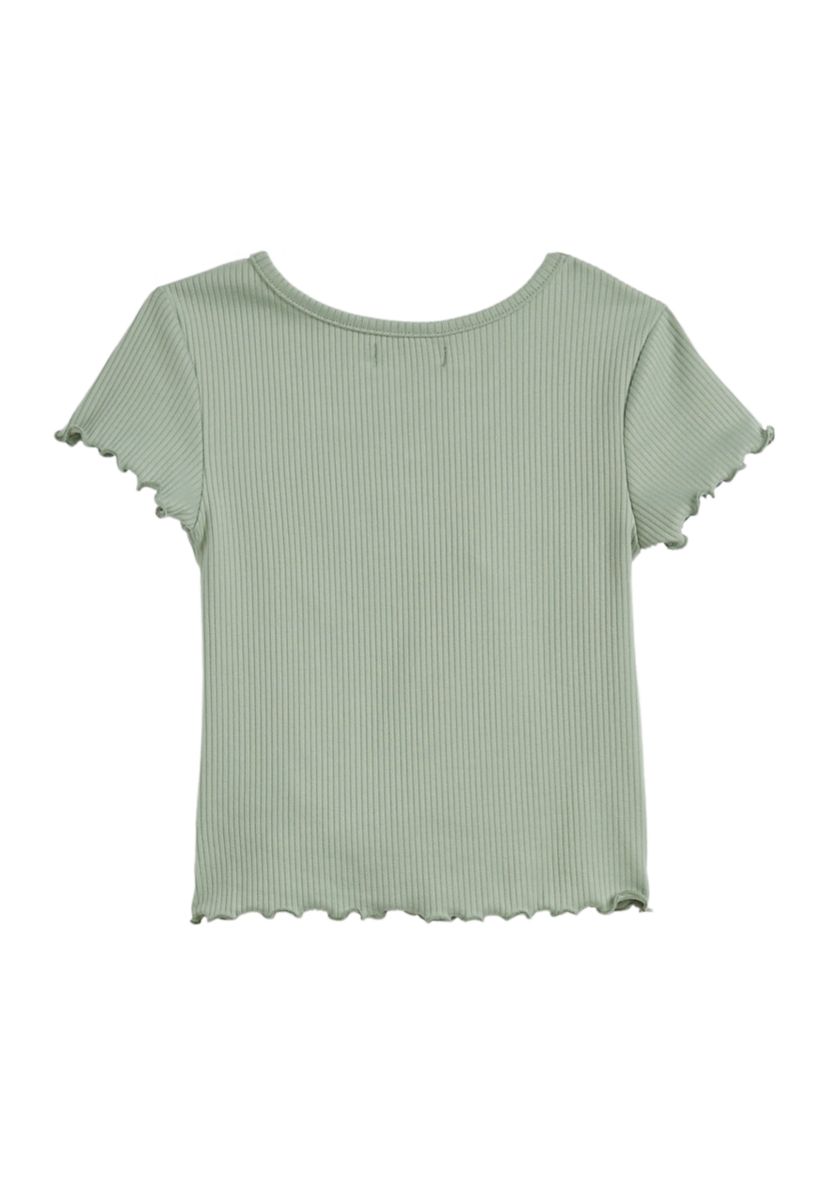 Girls 4-6x Short Sleeve Ribbed Front Seam Top 